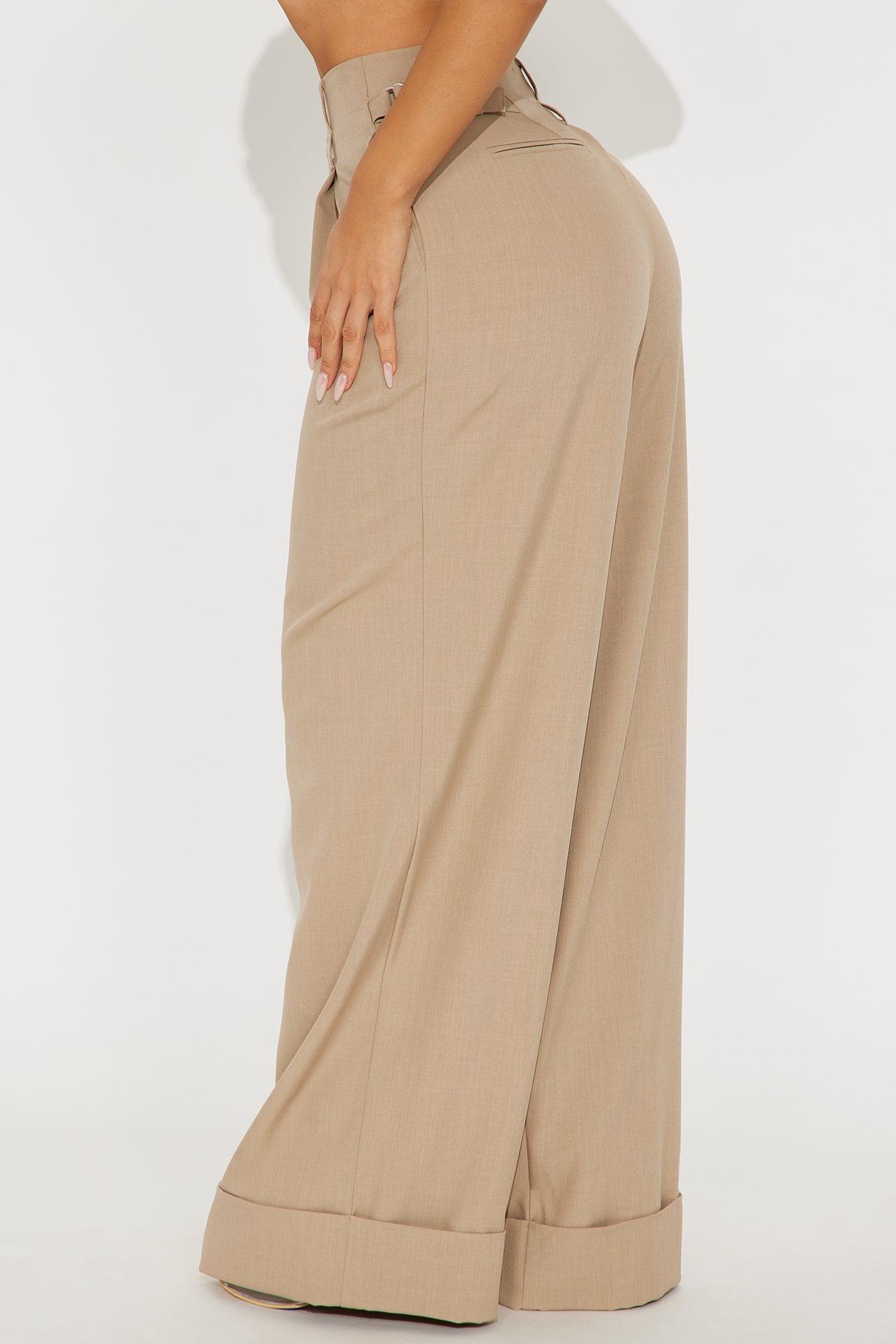Kiah Cuffed Wide Leg Trouser - Tan Product Image
