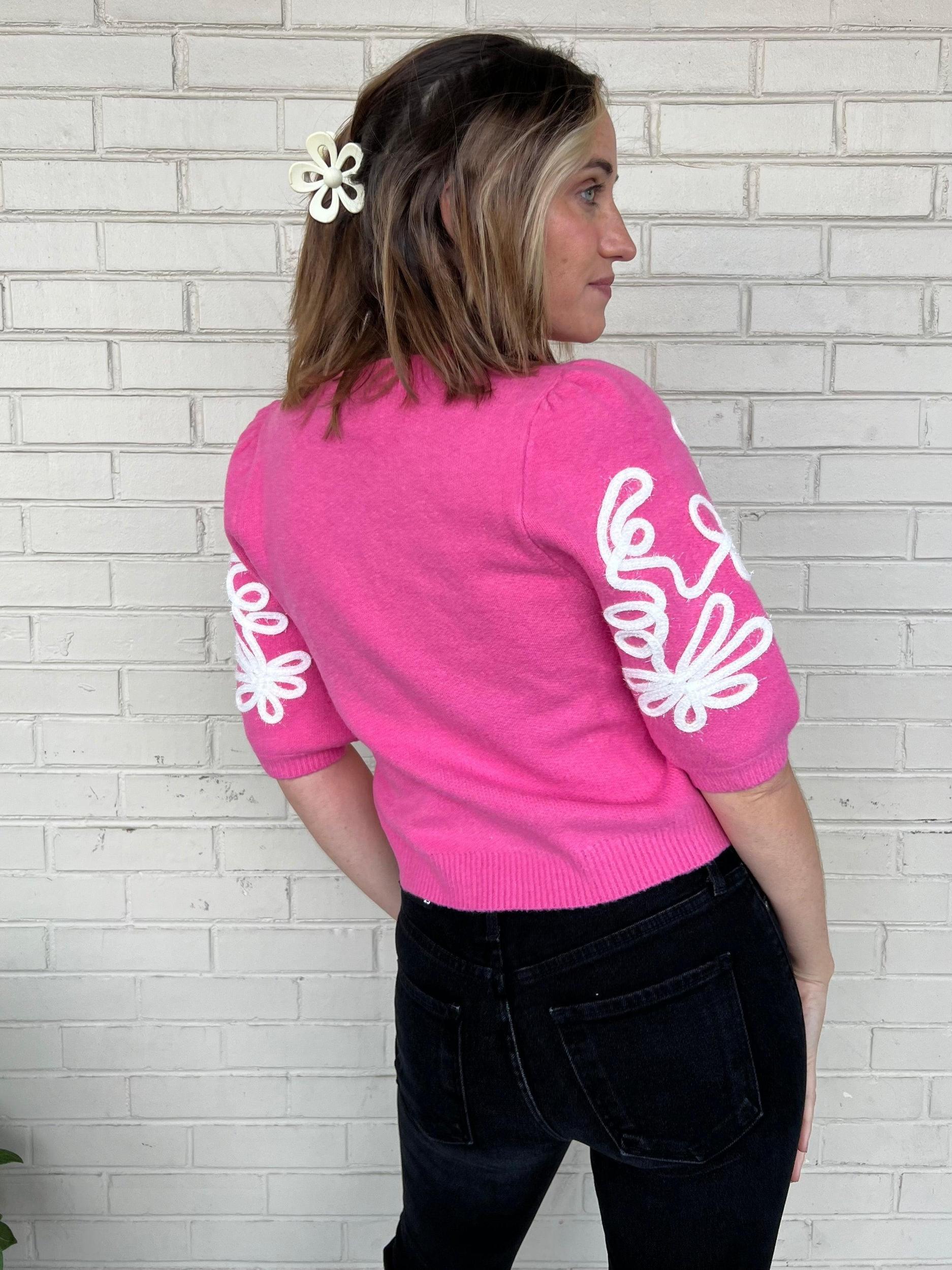 Feeling Festive Embroidered Knit Top Product Image