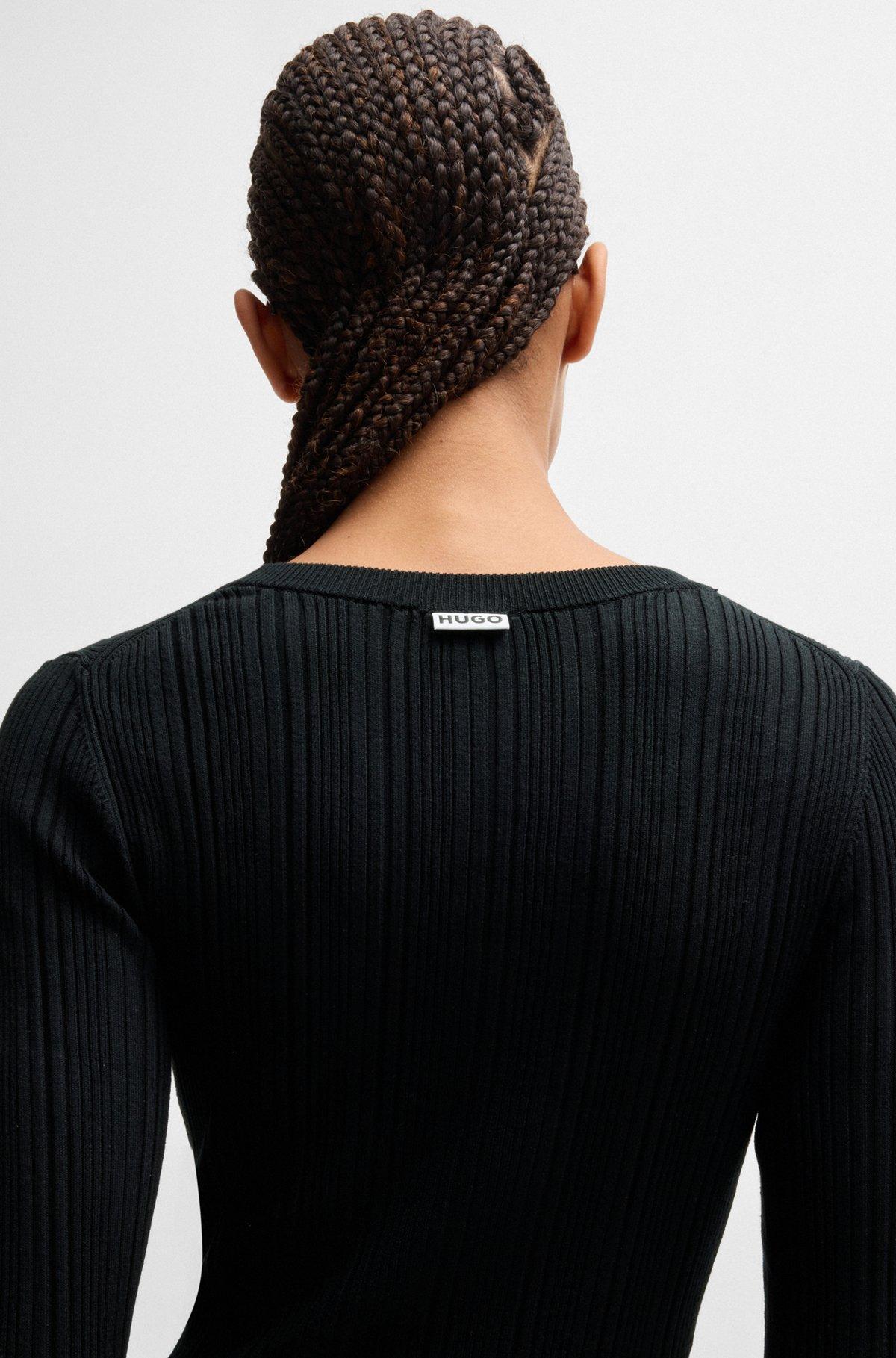 Slim-fit midi-length dress with irregular ribbed structure Product Image
