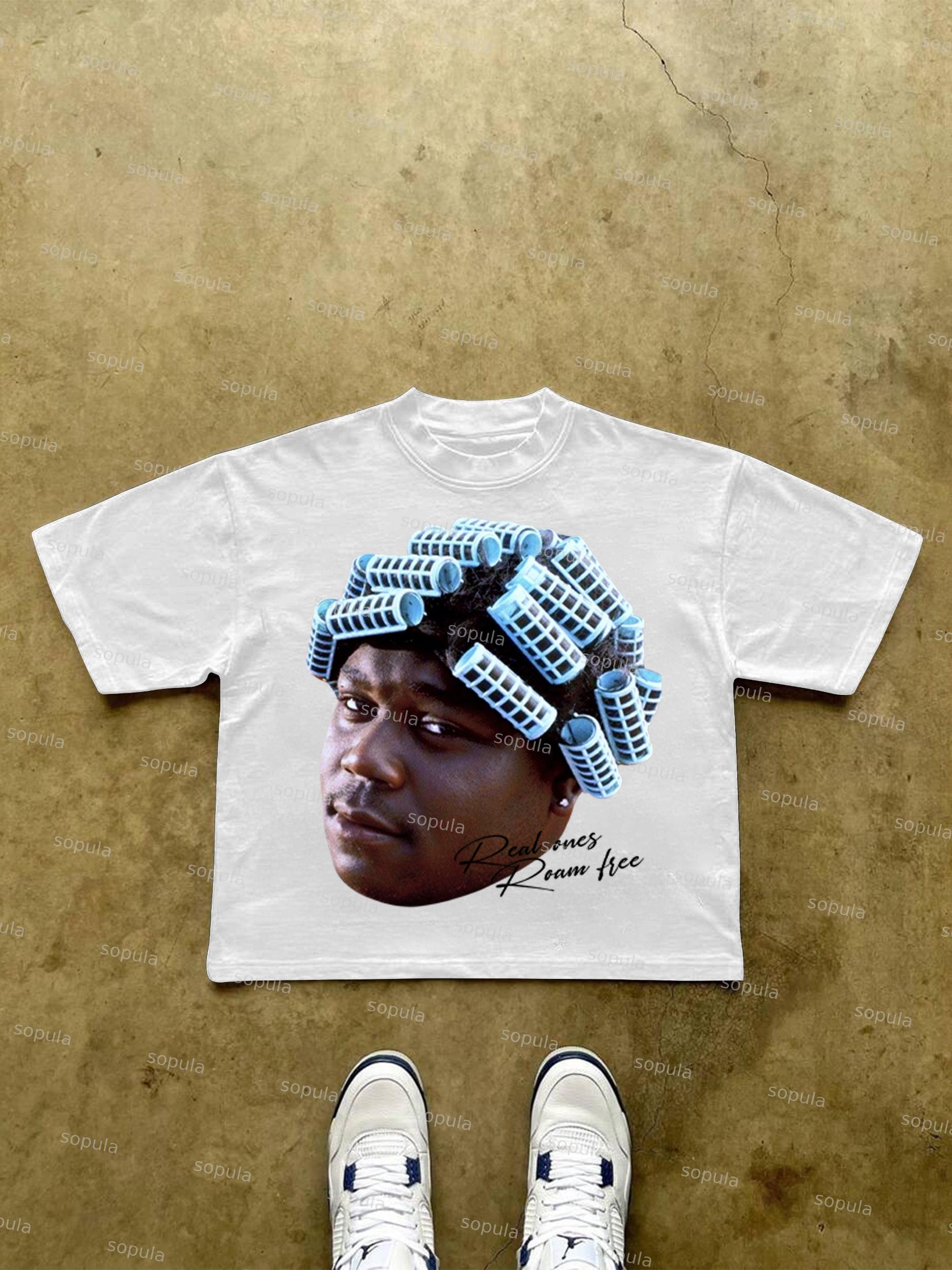 Street Star Big Head Figure Graphic Cropped T-shirt Product Image