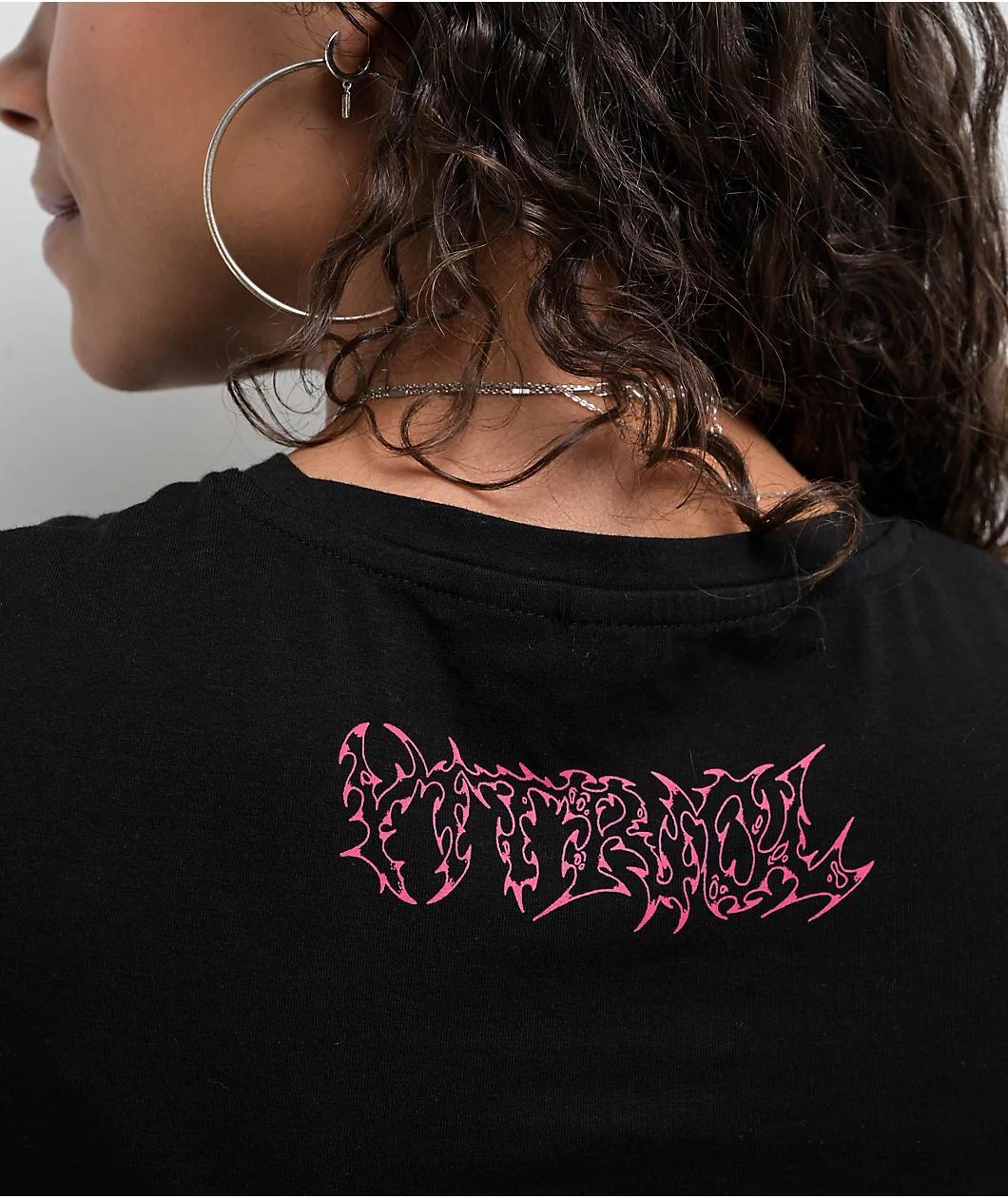 Vitriol Lina Dark Rave Black Crop T-Shirt Product Image