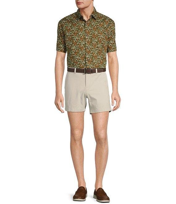 Roundtree & Yorke Short Sleeve Slub Floral Print Sport Shirt Product Image