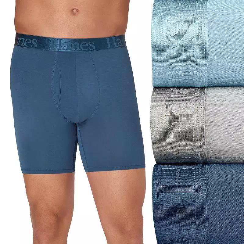 Mens Hanes Originals Ultimate SuperSoft Boxer Brief Underwear with Total Support Pouch 3-Pack Product Image