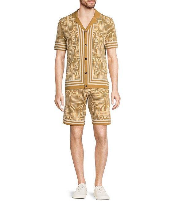 Murano Crocodile World Collection Line Jacquard Short Sleeve Woven Camp Shirt Product Image