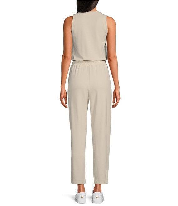 Splendid V-Neck Sleeveless Stretch Chambray Waffle Scuba Jumpsuit Product Image