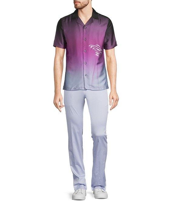Murano Interdimensional Collection Slim Fit Ombre UFO Print Short Sleeve Woven Camp Shirt Product Image