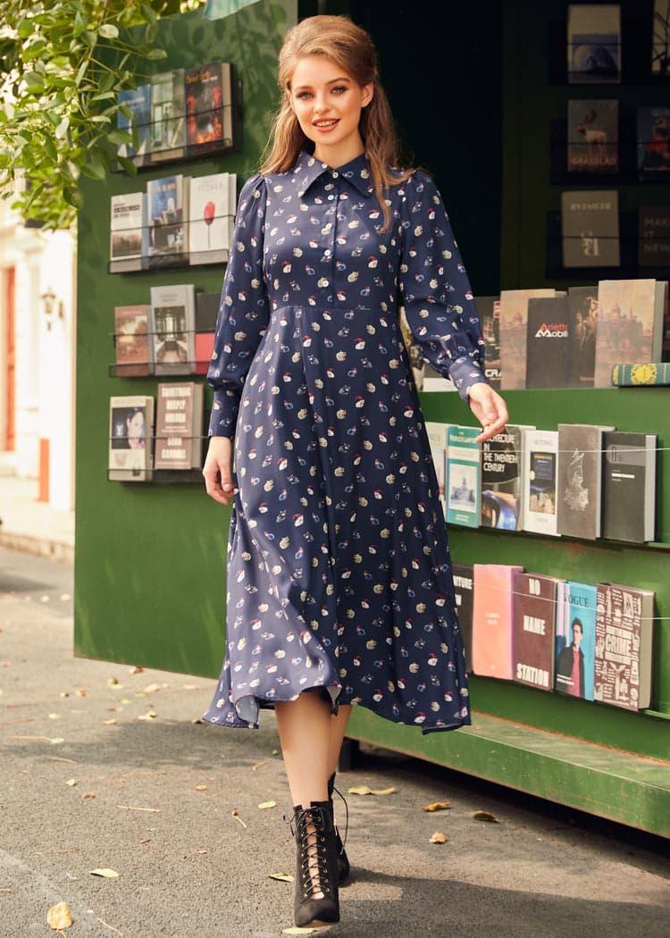 Romantic Era Button Front Midi Dress Product Image
