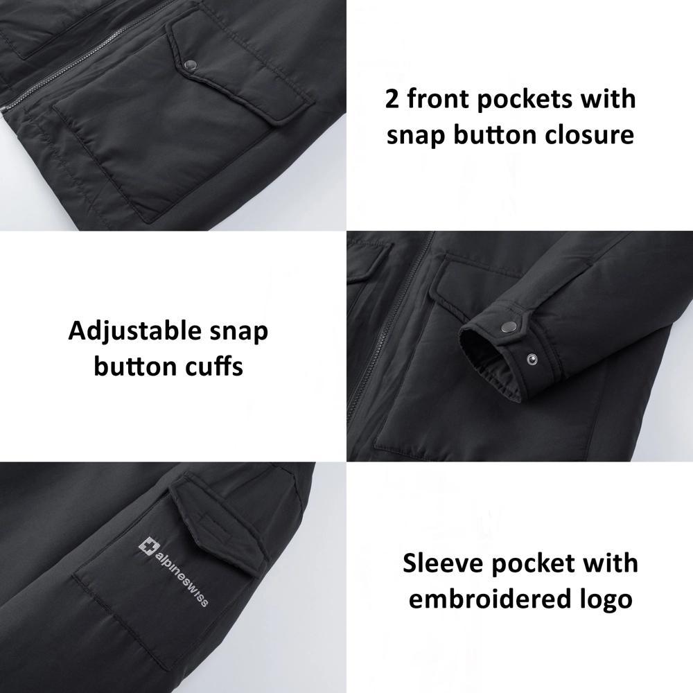 Alpine Swiss Shane Mens Faux Shearling Lined Parka Hooded Winter Coat Cargo Utility Jacket Product Image