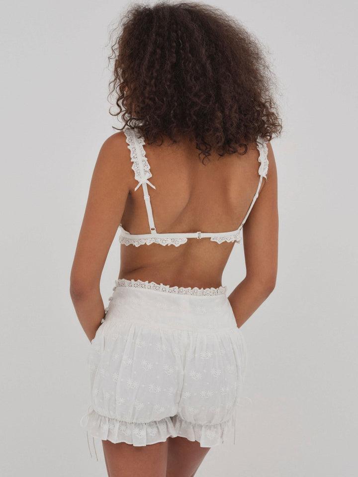 Edie Eyelet Bloomer Short — White Product Image