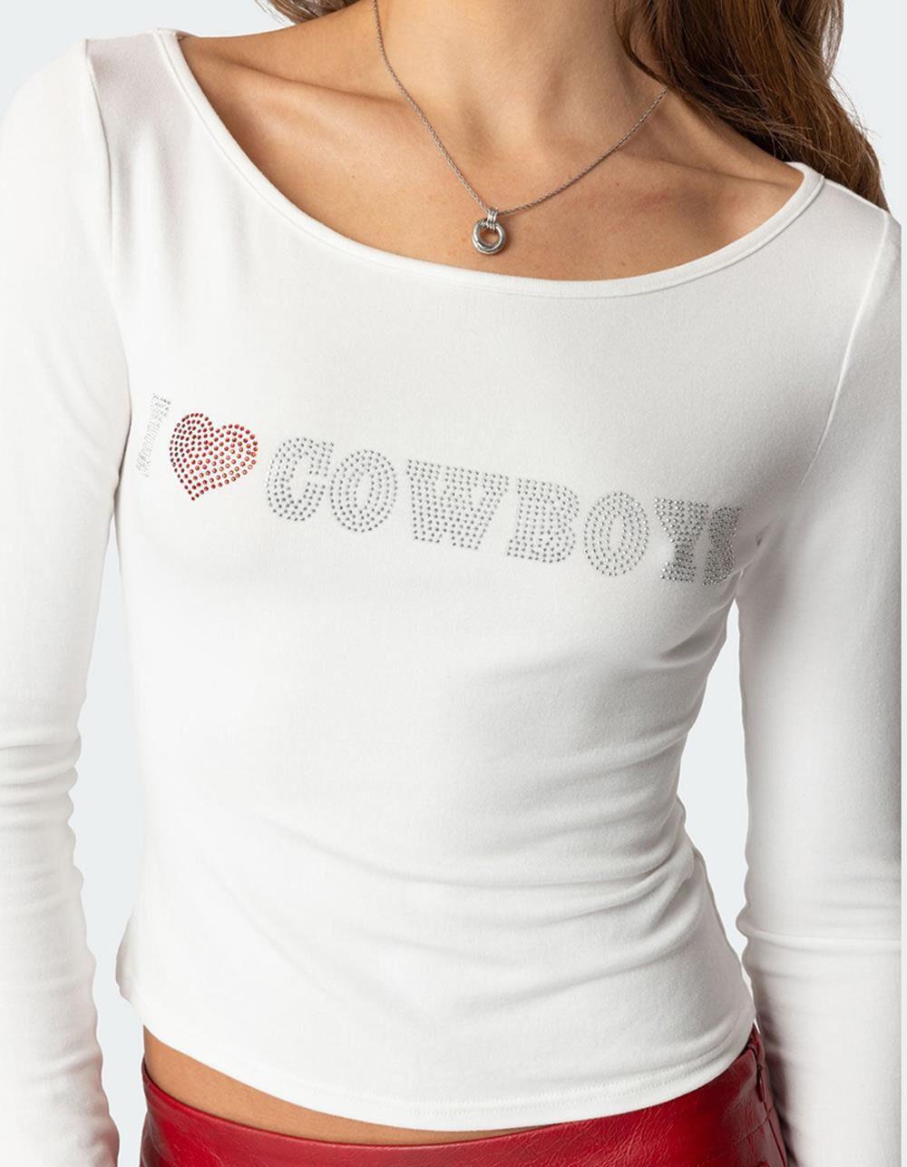 EDIKTED Cowboy Lover Boat Neck Top Product Image