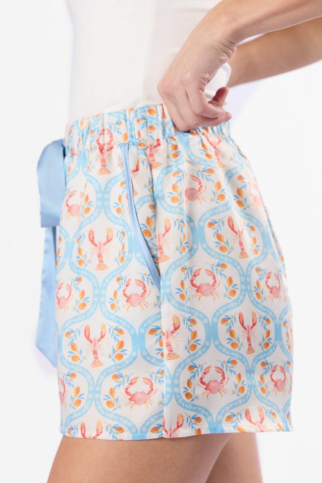 Rest Up In The Cutest Catch Satin Pajama Shorts FINAL SALE Product Image
