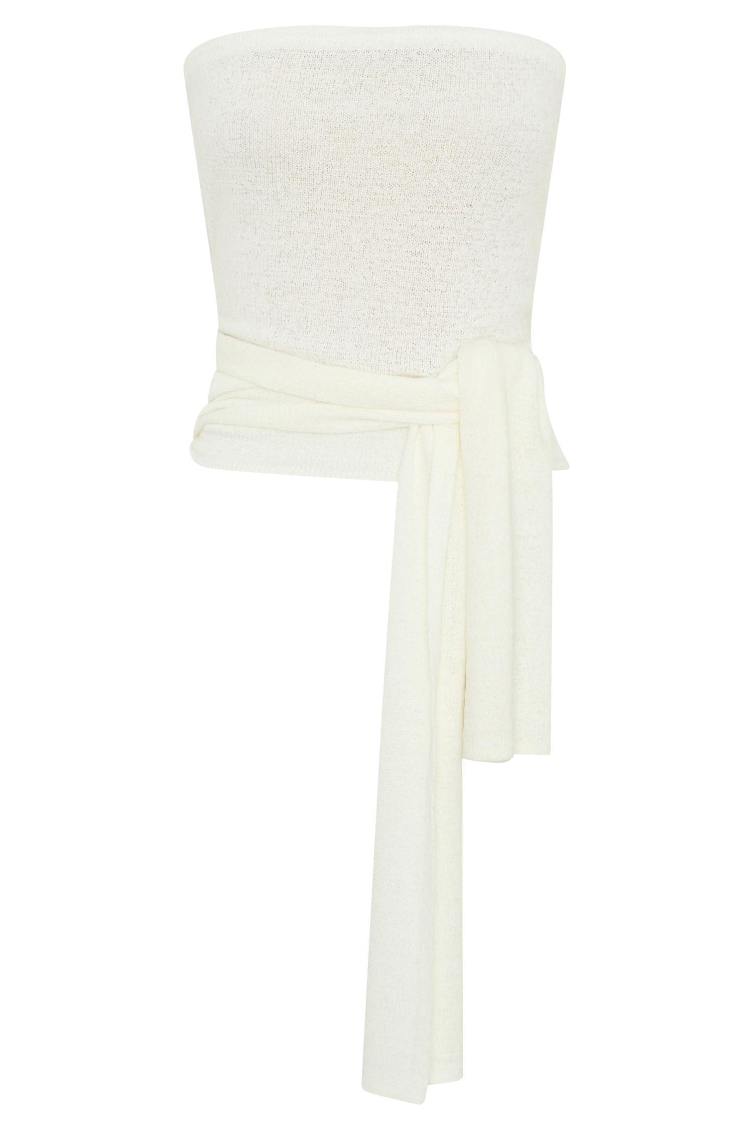 Phoebe Strapless Tie Knit Top - Ivory Product Image