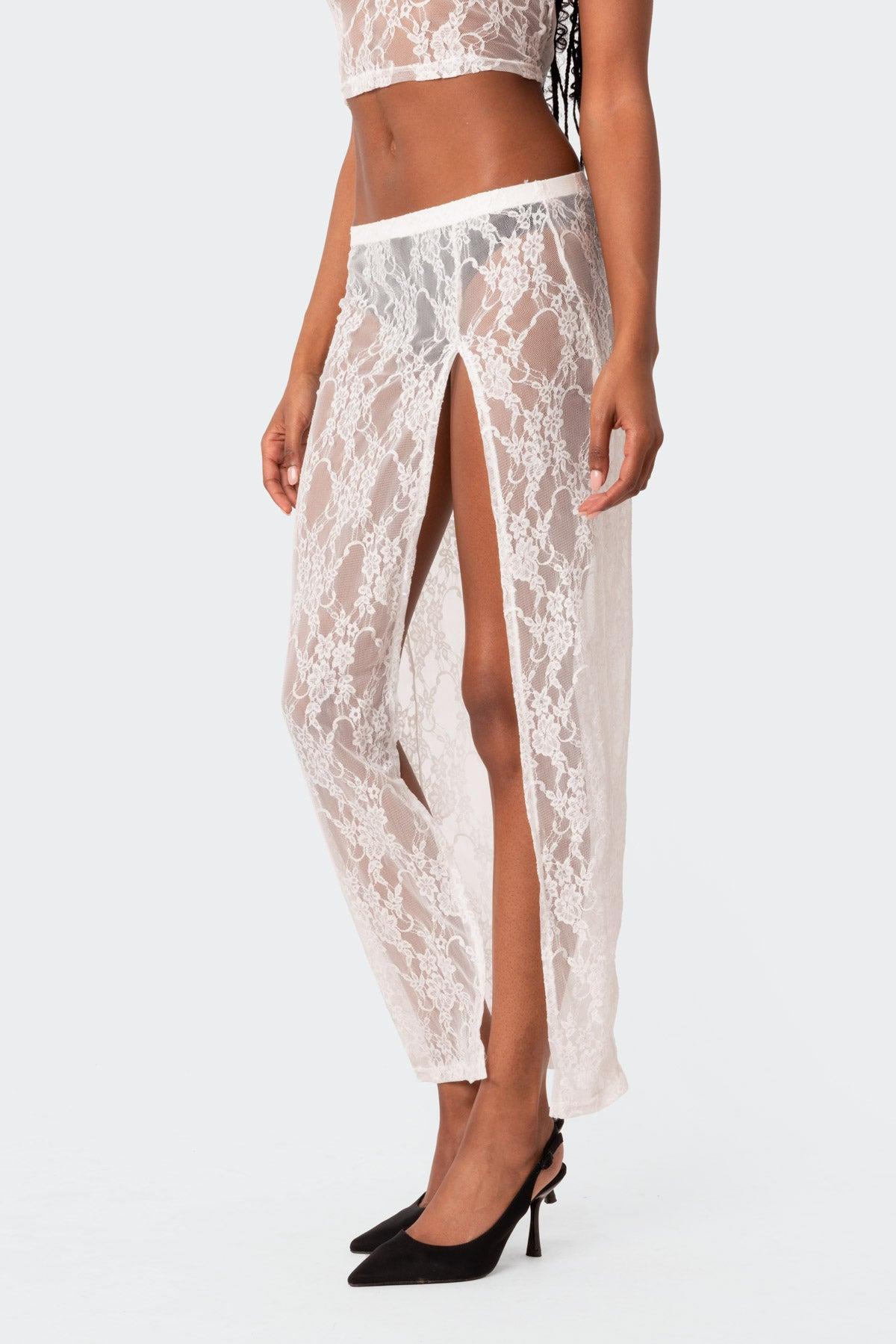 Aura Open Back Sheer Lace Crop Top Product Image