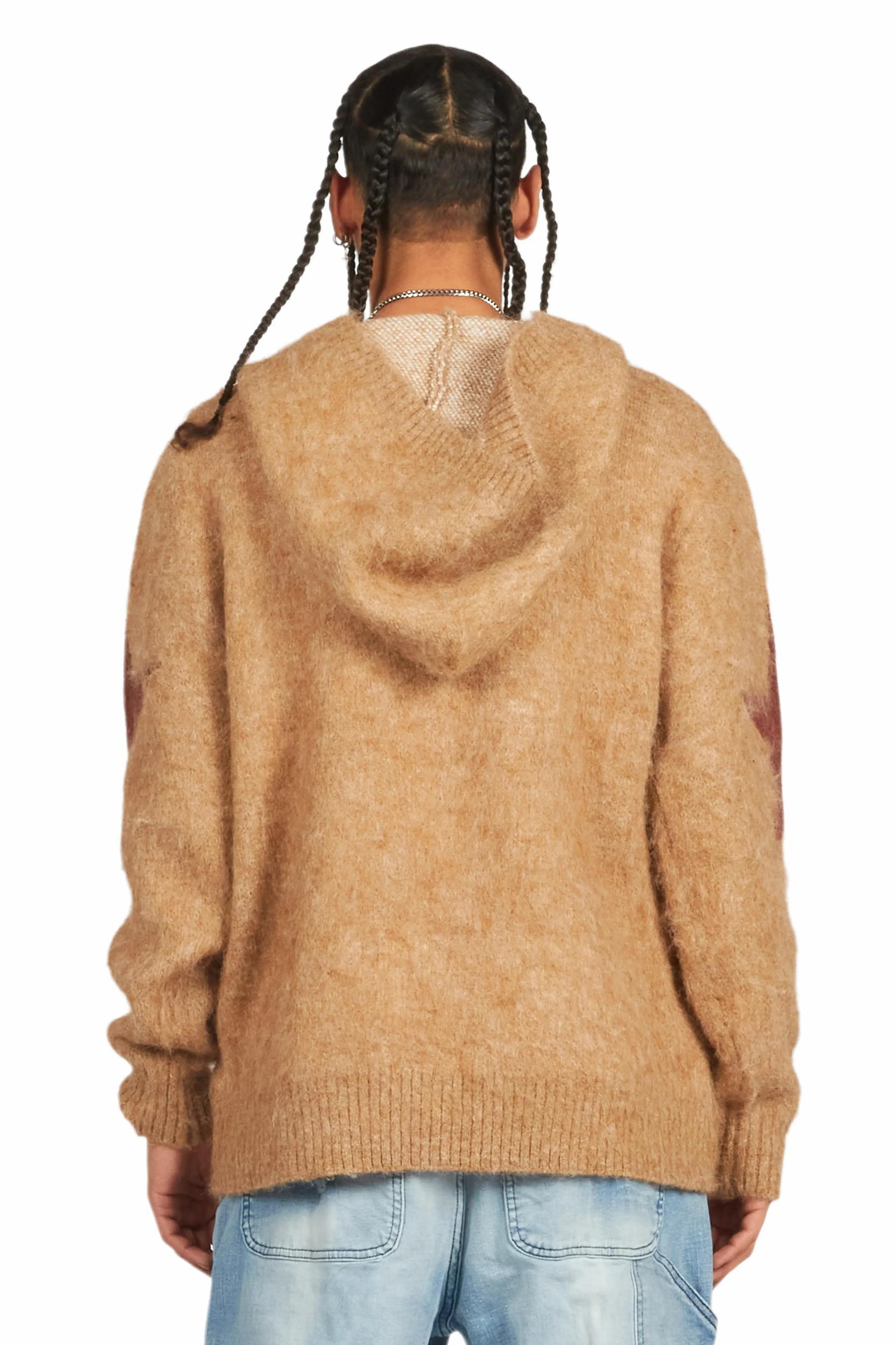 Nasheaka Brown Graphic Mohair Hoodie Female Product Image