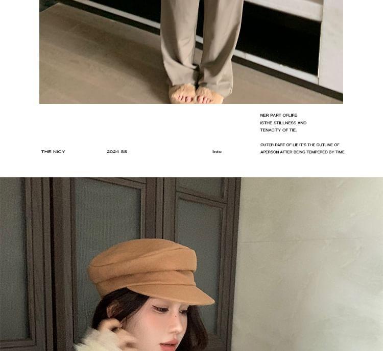 Long Sleeve Round Neck Plain Ruffle Lace Trim Ribbed Knit Top Product Image