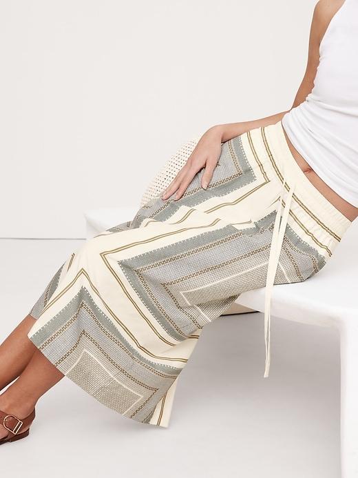 Cotton-Silk Drawstring Midi Skirt Product Image