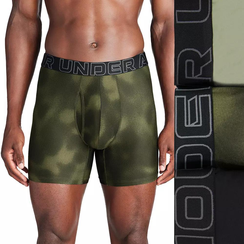 Men's Under Armour 3-pack Performance Tech Fashion 6-in. Boxer Briefs, Size: 5XL, Grove Green Product Image
