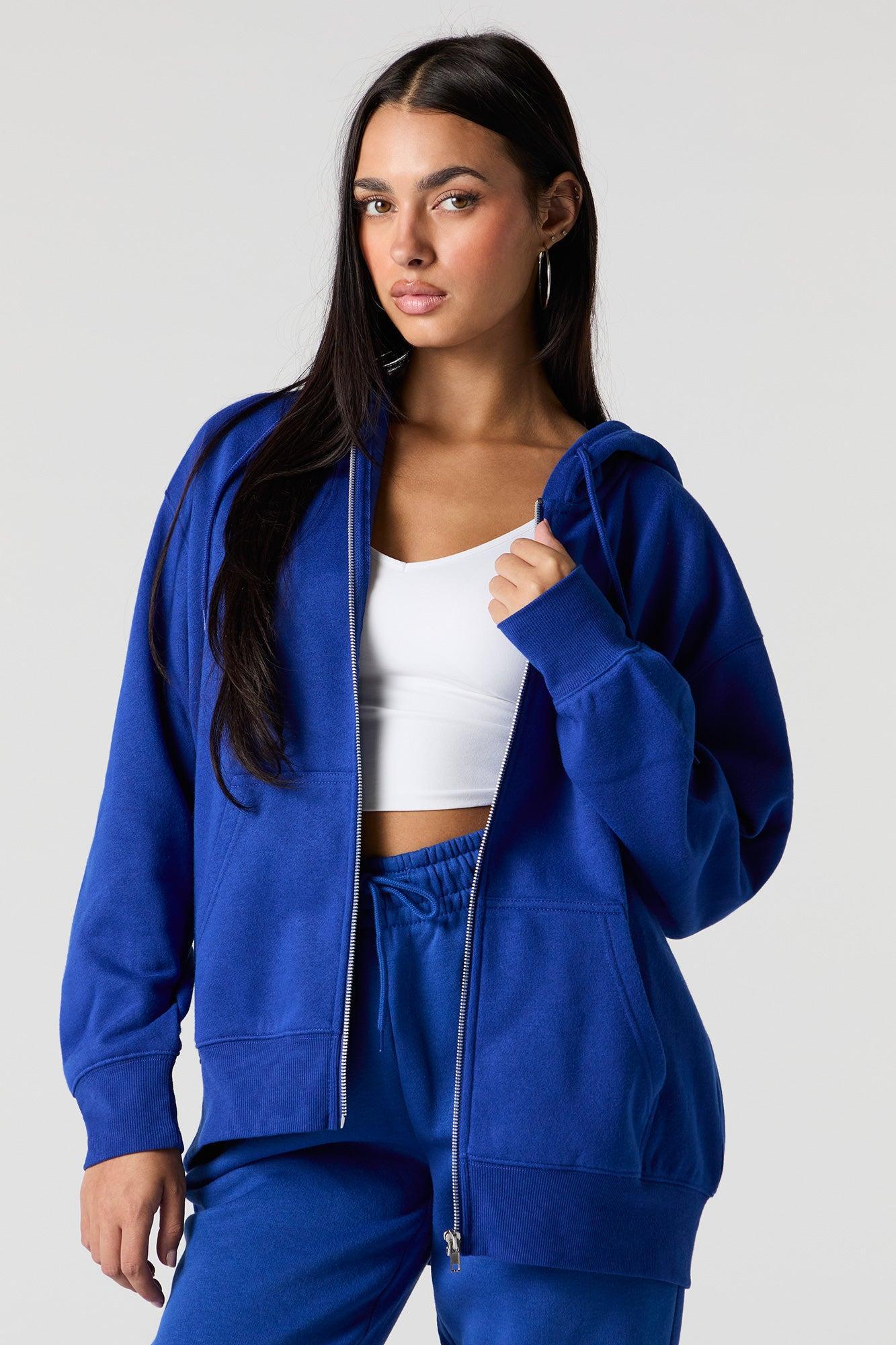 Oversized Zip-Up Fleece Hoodie Female Product Image