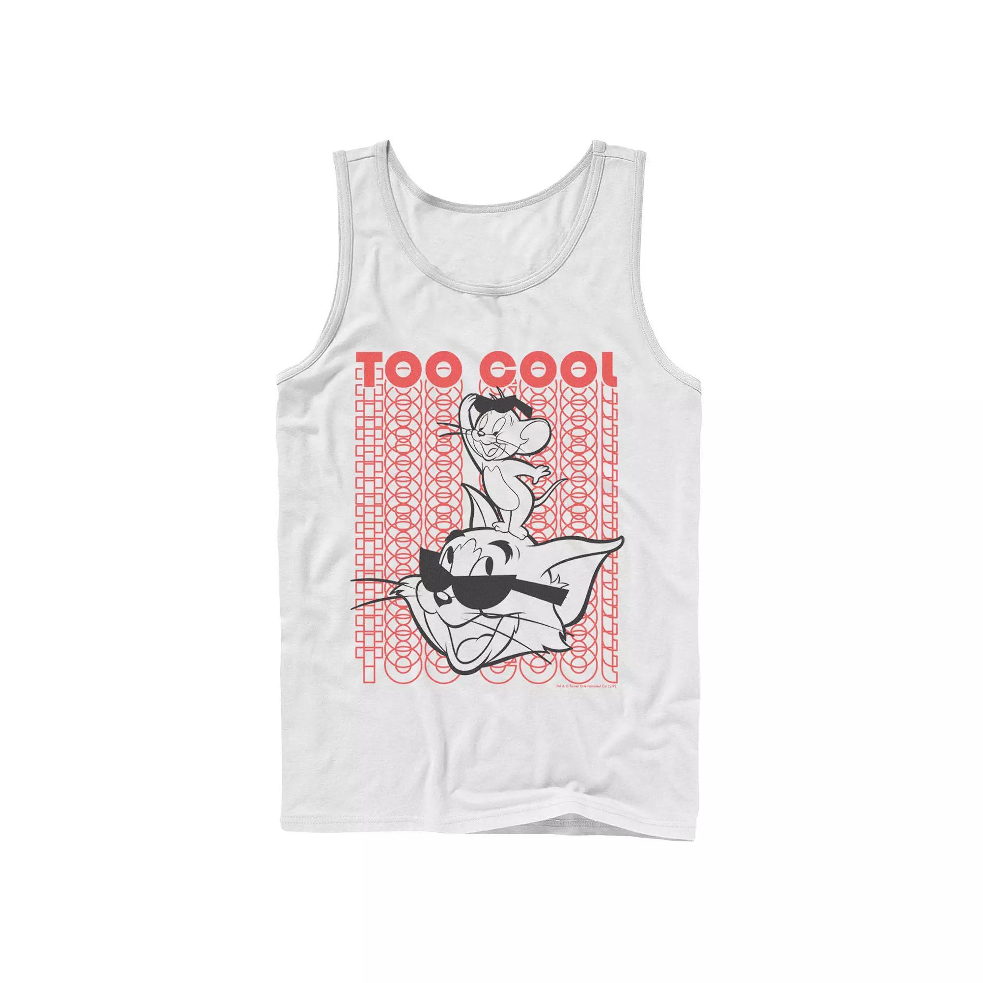 Men's Tom And Jerry Too Cool Word Stack Portrait Tank Top, Size: Large, White Product Image