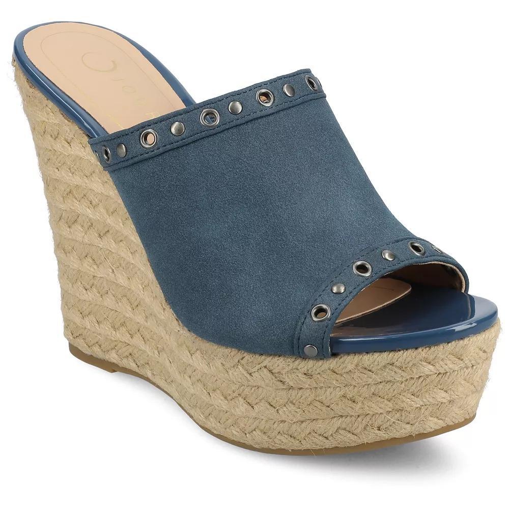 Journee Yari Womens Platform Espadrille Wedge Sandals Blue Product Image