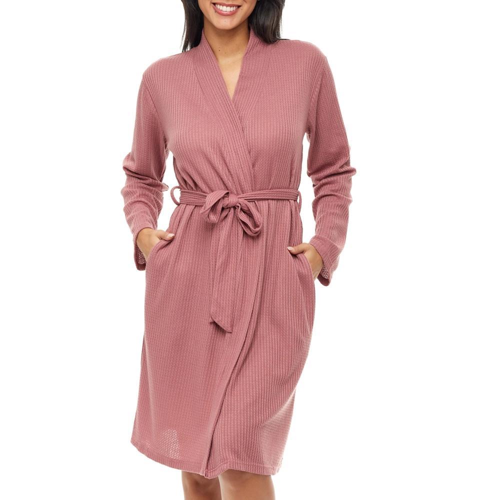 ADR Women's Soft Ribbed Waffle Knit Wrap Robe with Pockets, Lightweight Bathrobe Product Image
