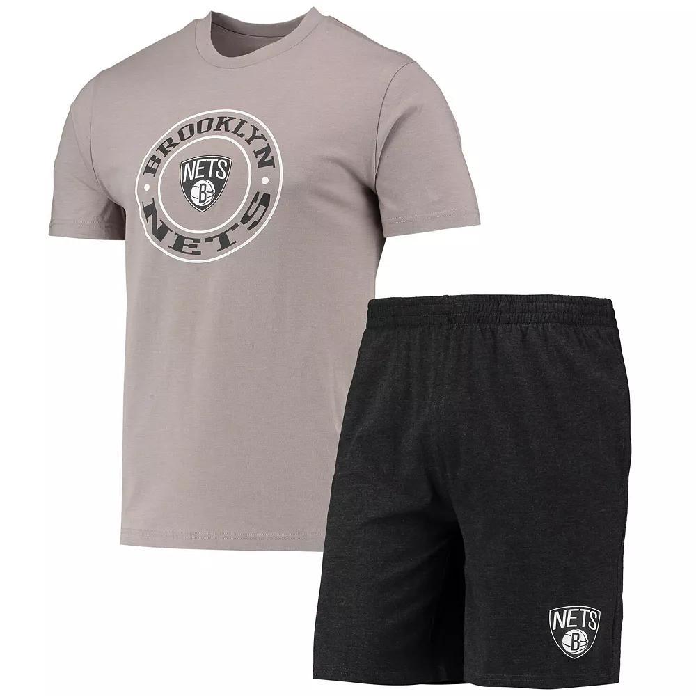 Men's Concepts Sport Black/Gray Brooklyn Nets T-Shirt & Shorts Sleep Set, Size: Large Product Image