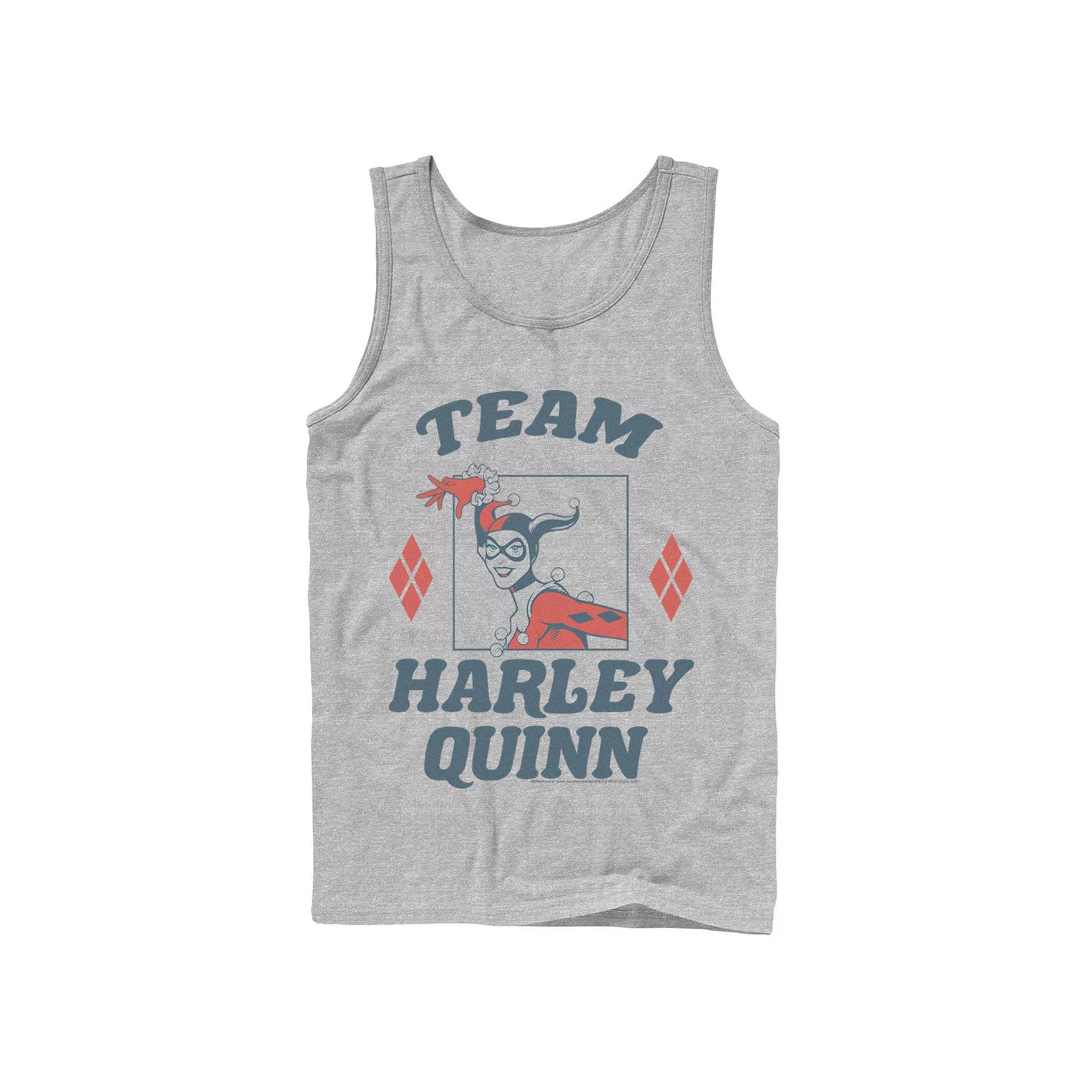 Men's Batman Team Harley Quinn Vintage Portrait Tank Top, Size: Large, Athletic Grey Product Image