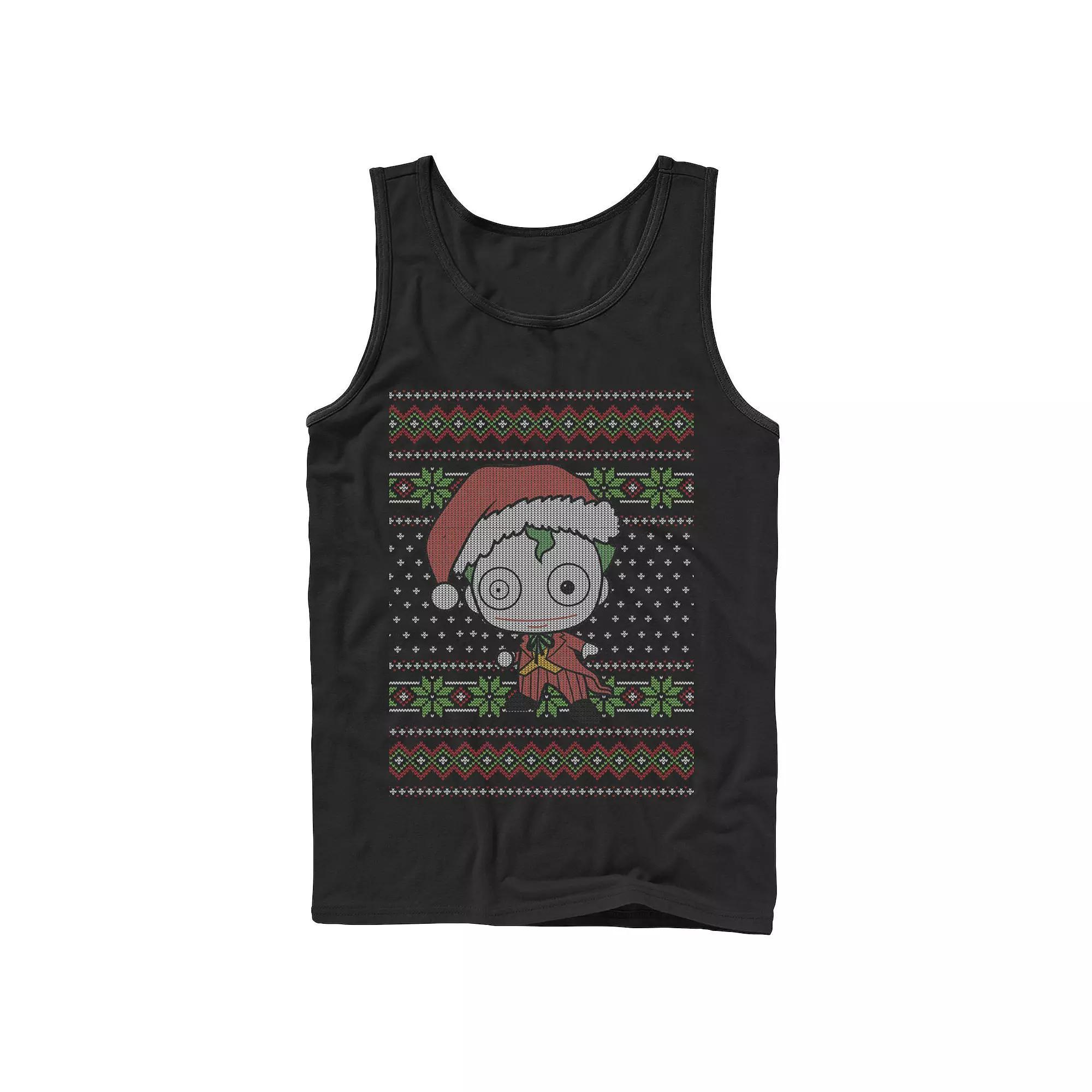Mens DC Comics Chibi Joker Christmas Sweater Style Tank Top Blue Product Image