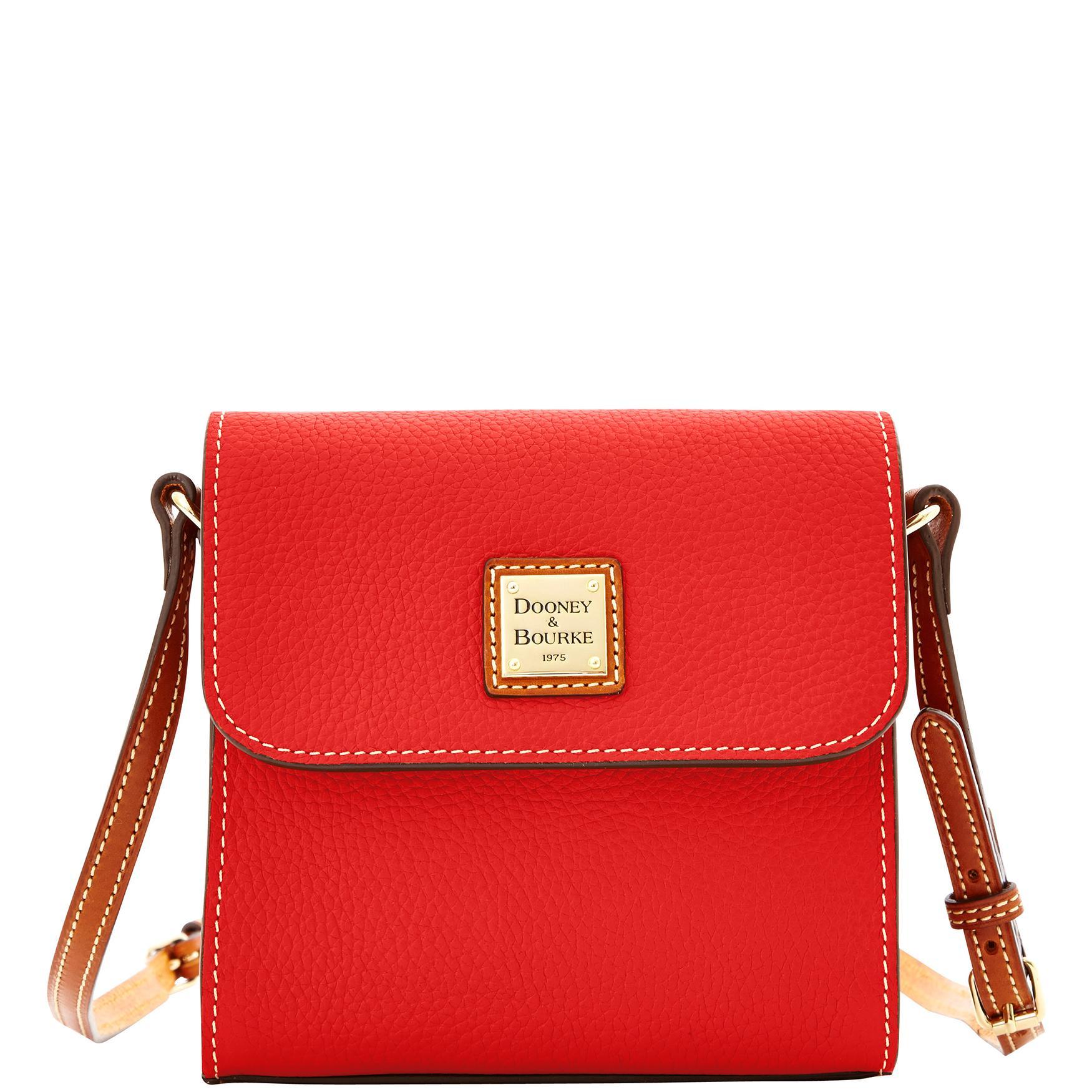 Dooney & Bourke Womens Pebble Grain Letter Leather Carrier Bag in Red Product Image