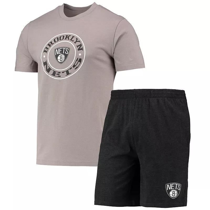 Men's Concepts Sport Black/Gray Brooklyn Nets T-Shirt & Shorts Sleep Set, Size: Large Product Image