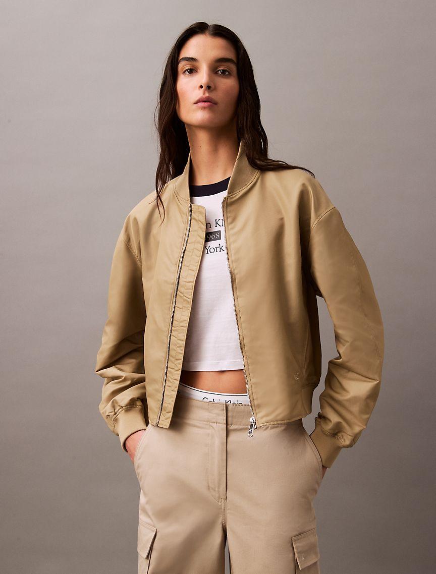 Calvin Klein Women's Nylon Bomber Jacket - Brown - M Product Image