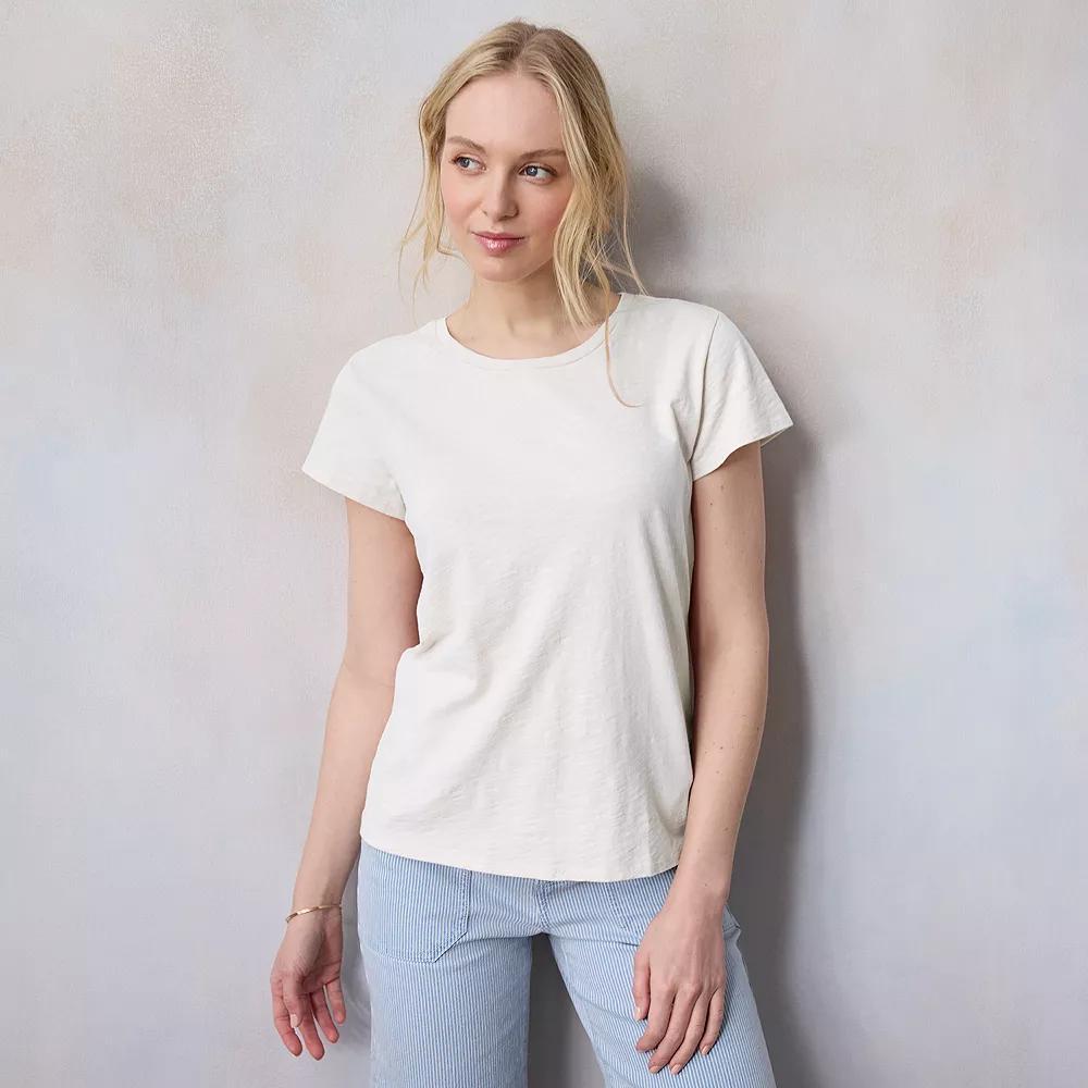 Women's LC Lauren Conrad Short Sleeve Crewneck Tee, Size: Small, Grey White Product Image