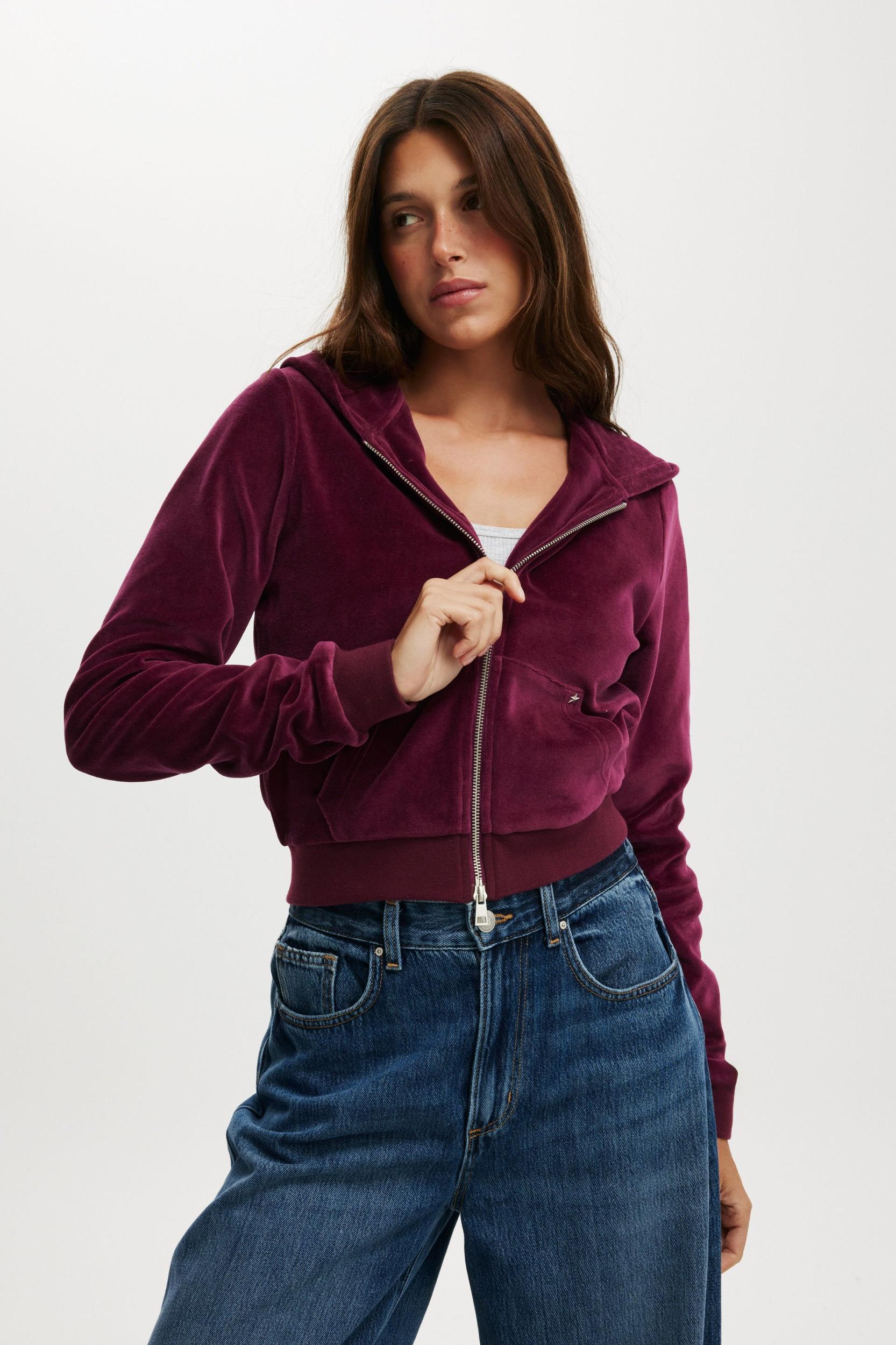 Velour Fitted Zip Through Hoodie Product Image