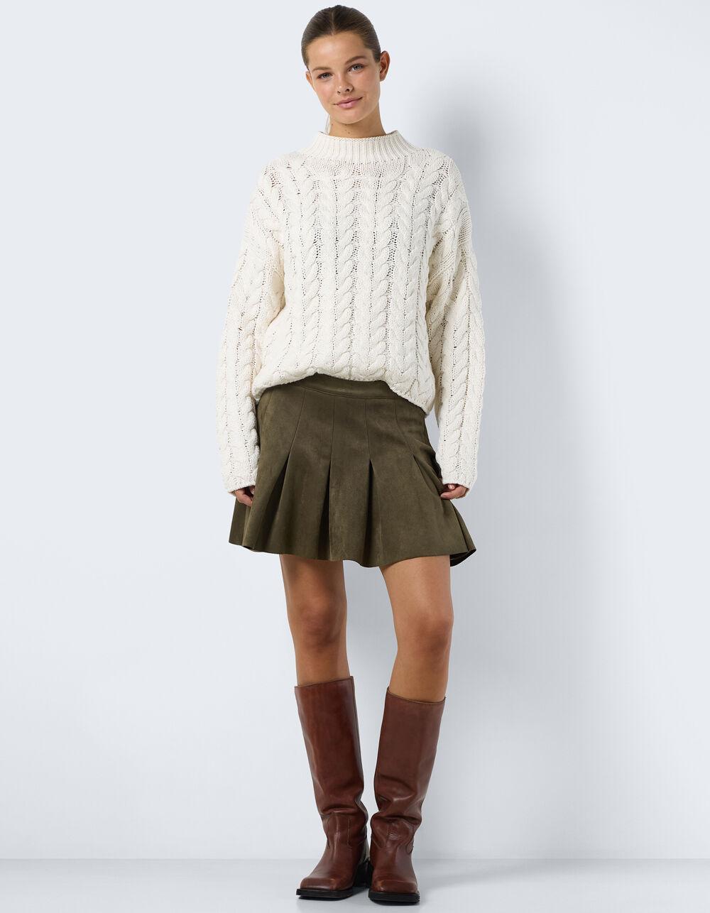 NOISY MAY Ekko Kenja Pleated Mini Skirt - OLIVE Product Image