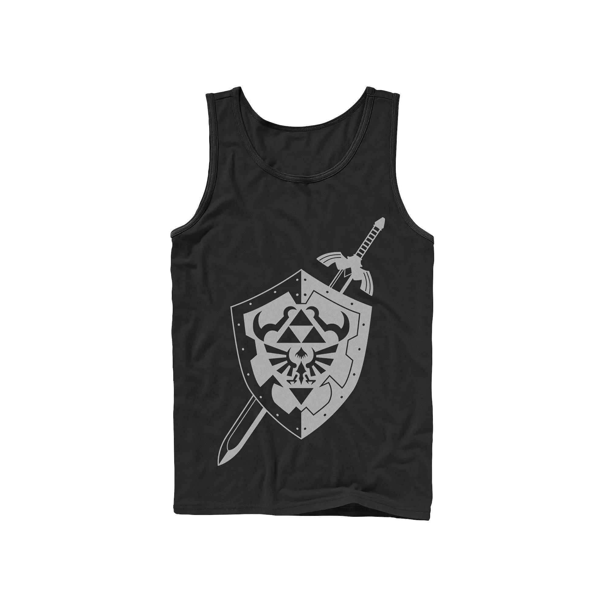 Men's Zelda Hylian Shield And Sword Tank Top, Size: Large, Black Product Image