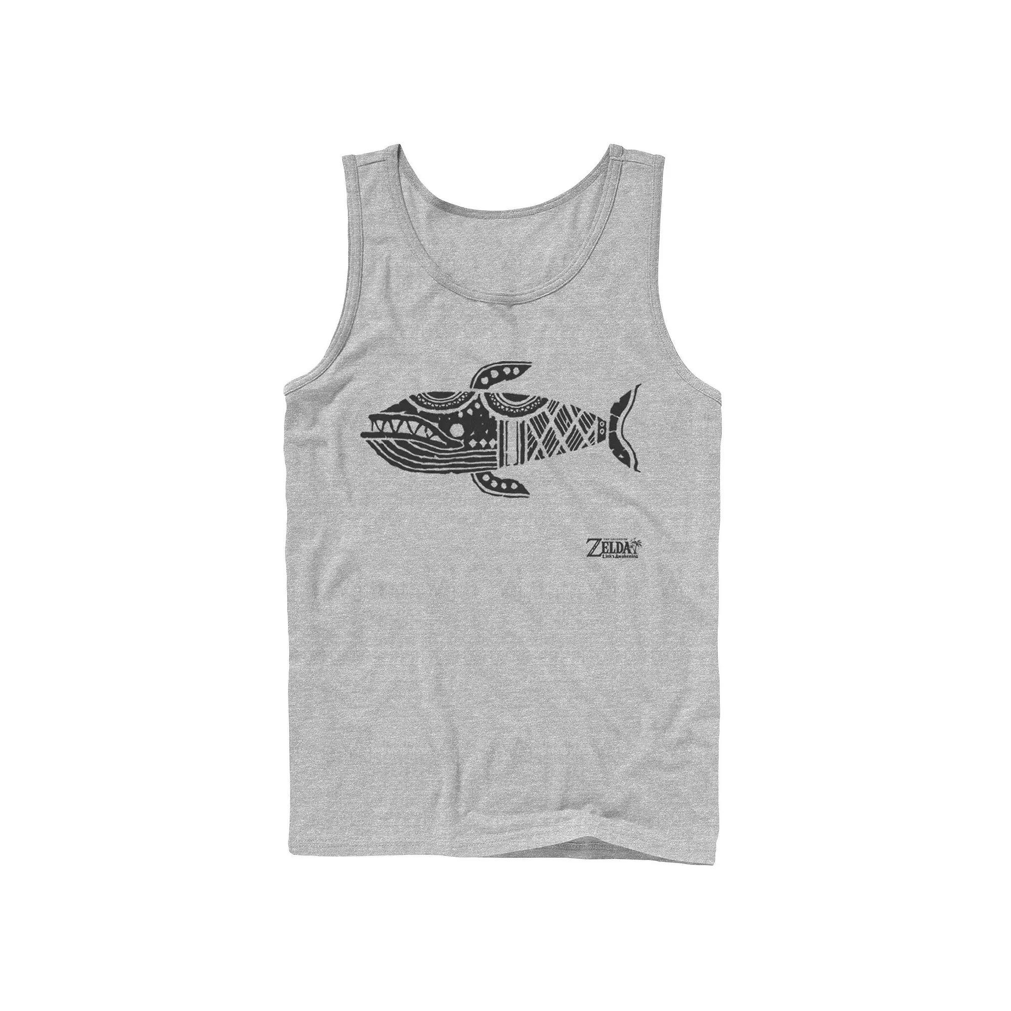 Mens Nintendo Legend Of Zelda Links Awakening Whale Glyph Portrait Logo Tank Top Athletic Grey Product Image