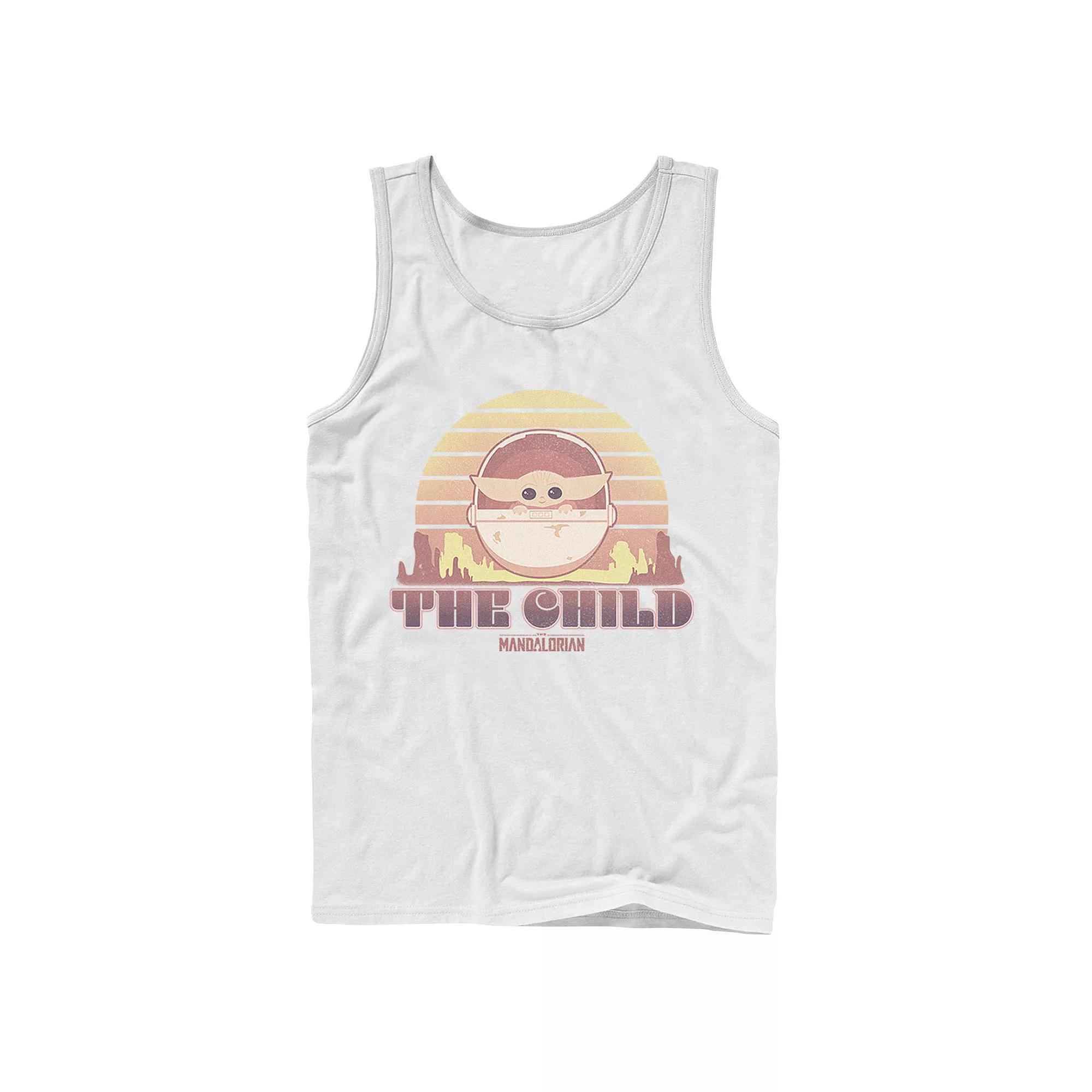 Men's Star Wars The Mandalorian The Child Retro Line Portrait Tank Top, Size: Large, White Product Image