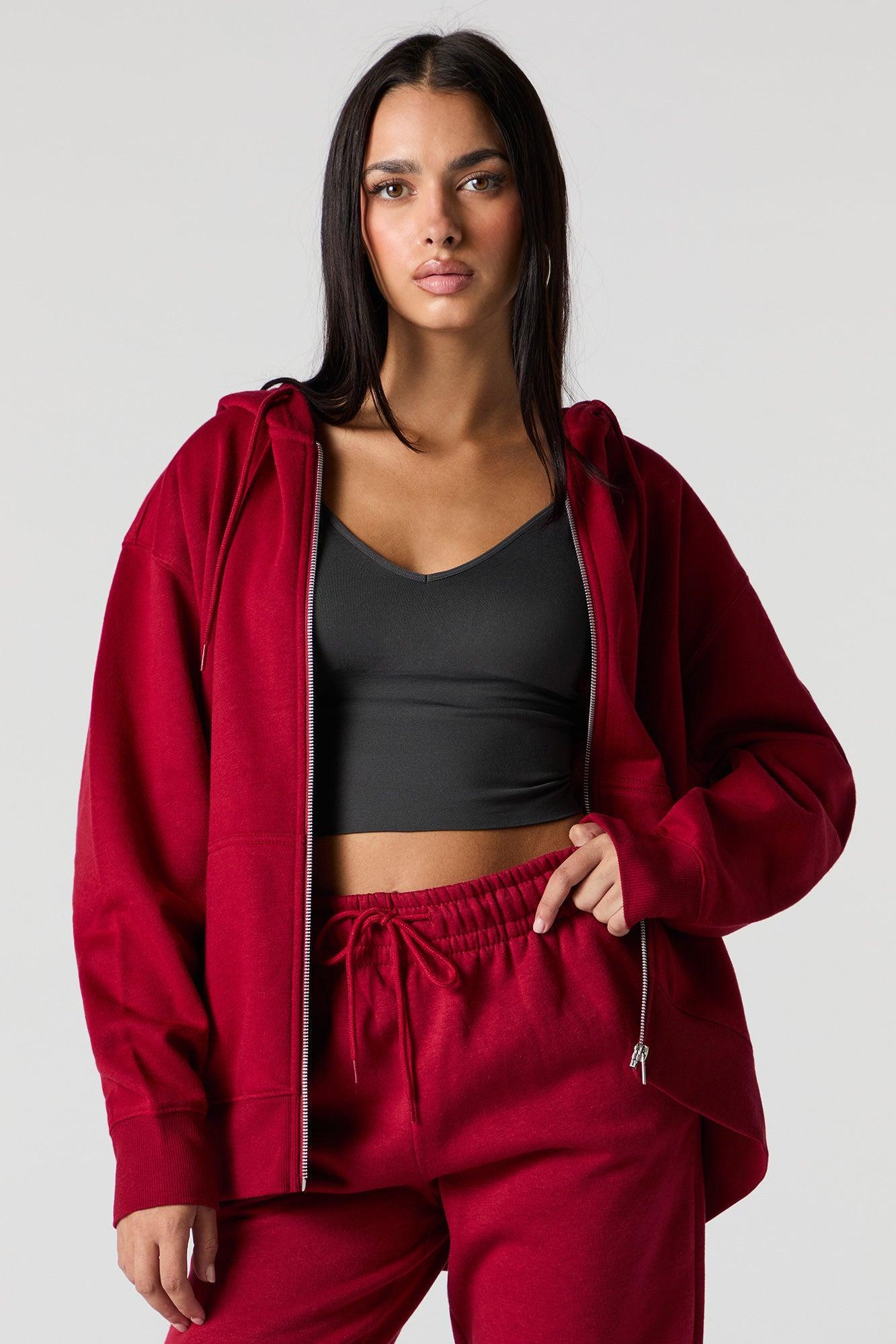 Oversized Zip-Up Fleece Hoodie Female Product Image