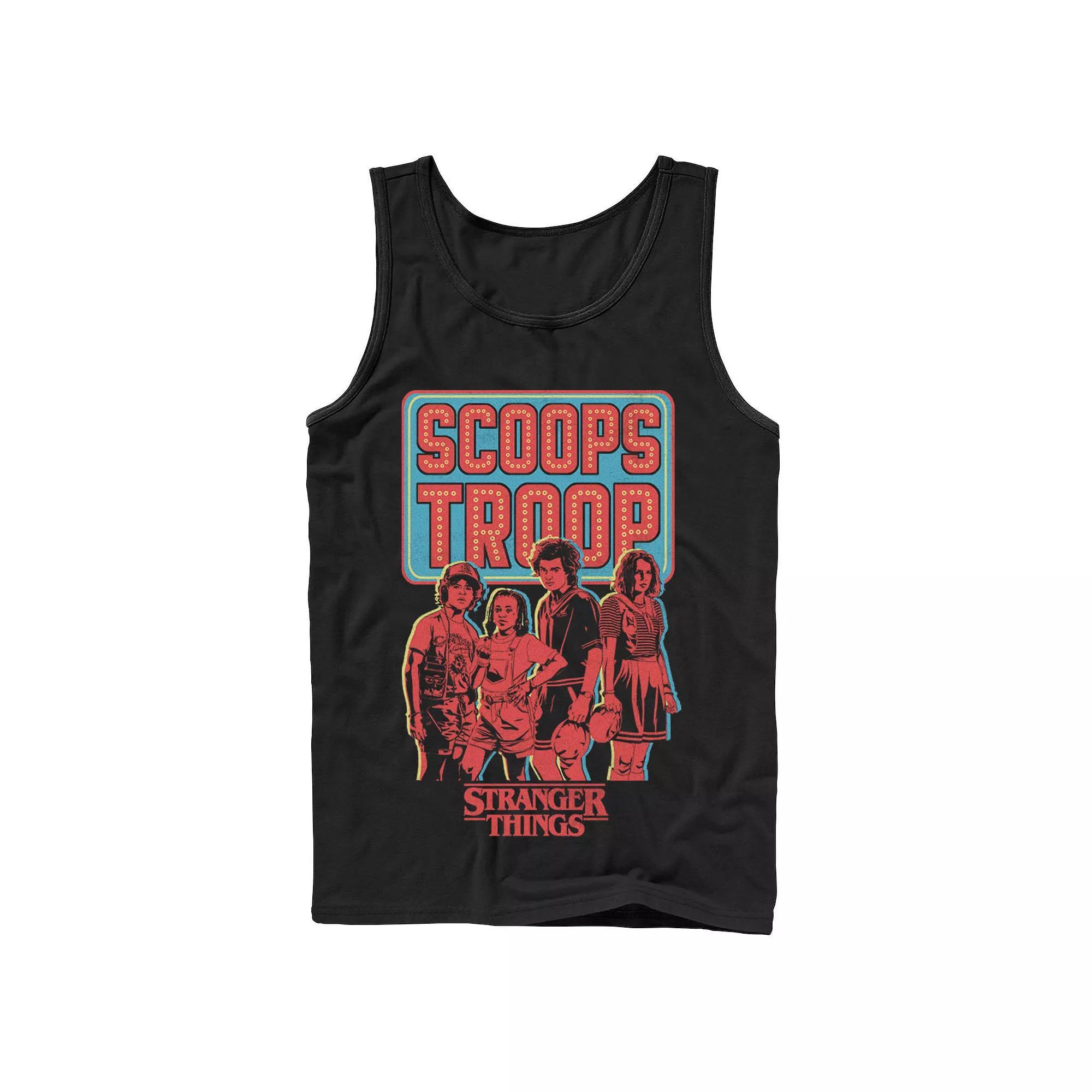 Men's Netflix Stranger Things Scoops Troop Portrait Tank Top, Size: Large, Black Product Image