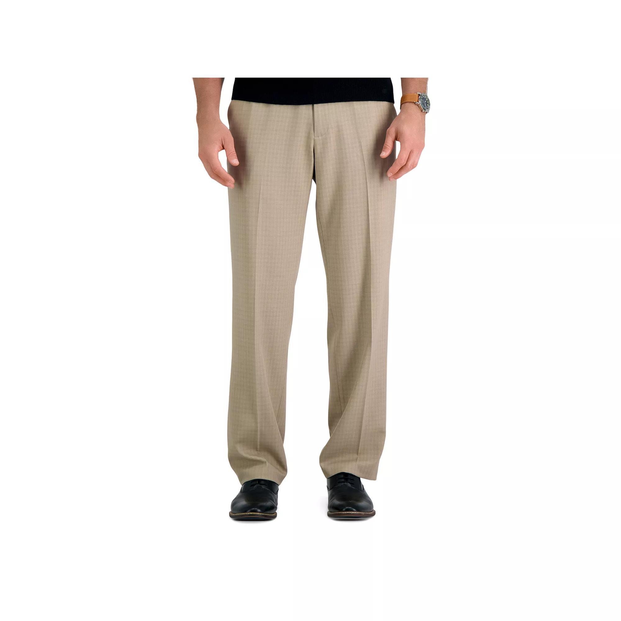 Men's Haggar® Premium Comfort Checker Classic-Fit Dress Pants, Size: 34 X 32, Beig Green Product Image