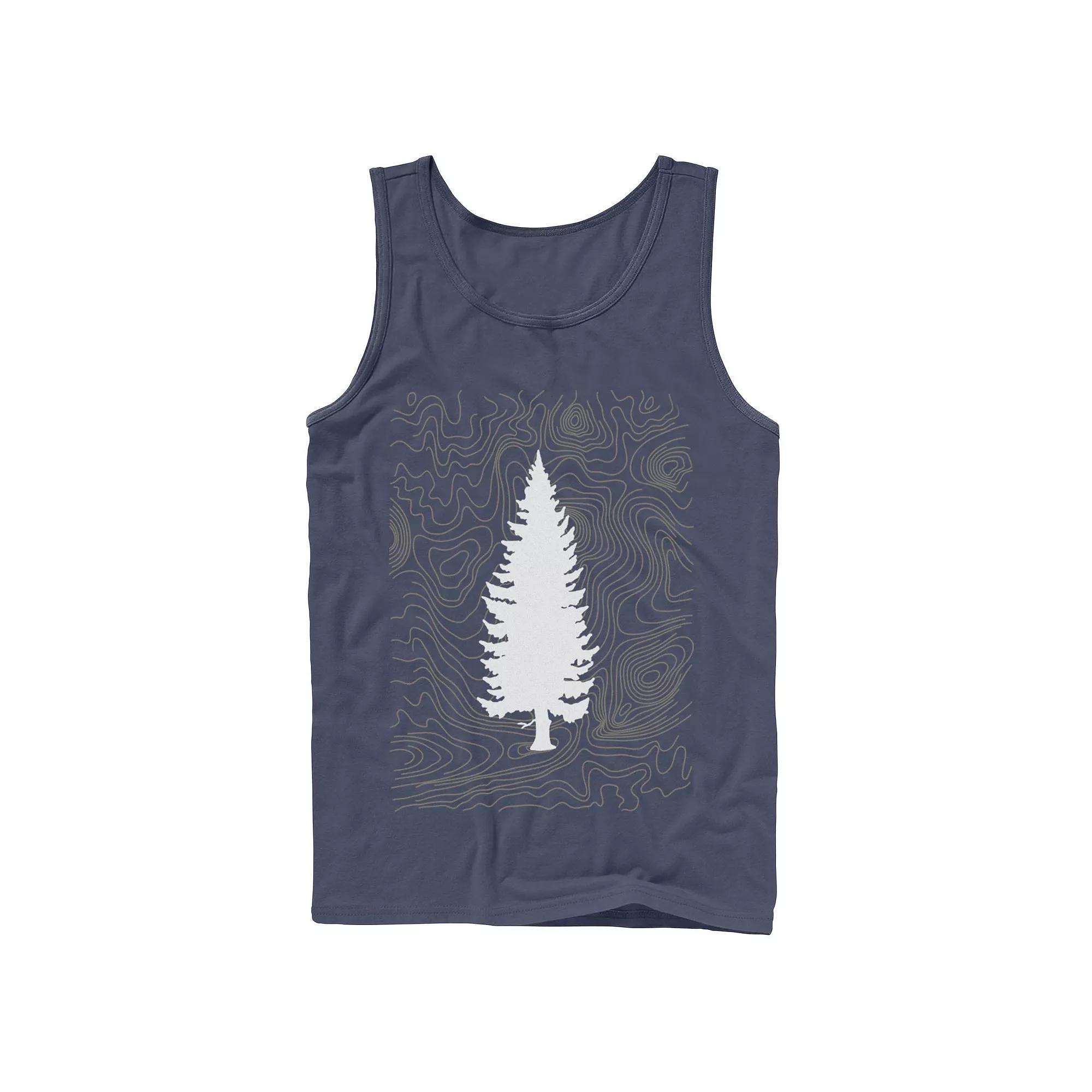 Men's Fifth Sun Tree Outline Sketched Lines Tank Top, Size: Small, Blue Product Image