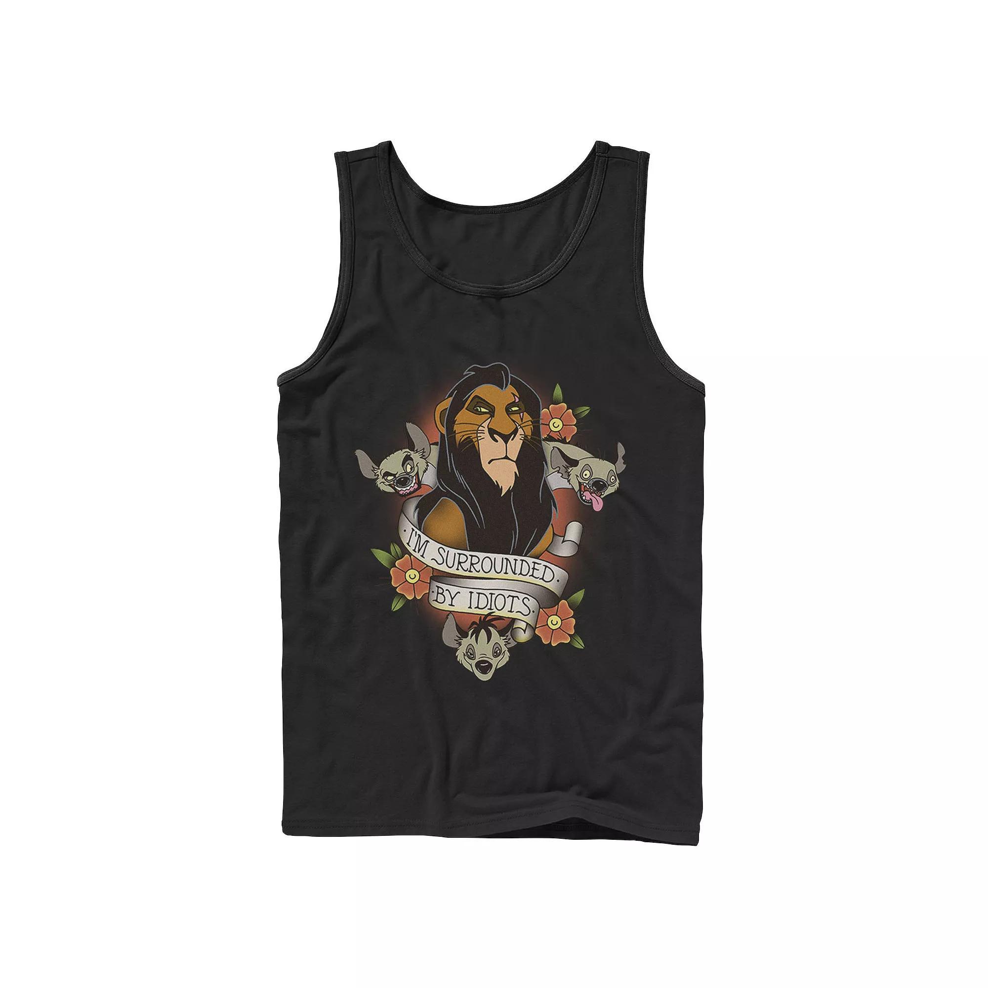 Disney's The Lion King Scar With Hyenas Men's Surrounded By Idiots Tank Top, Size: Large, Athletic Grey Product Image