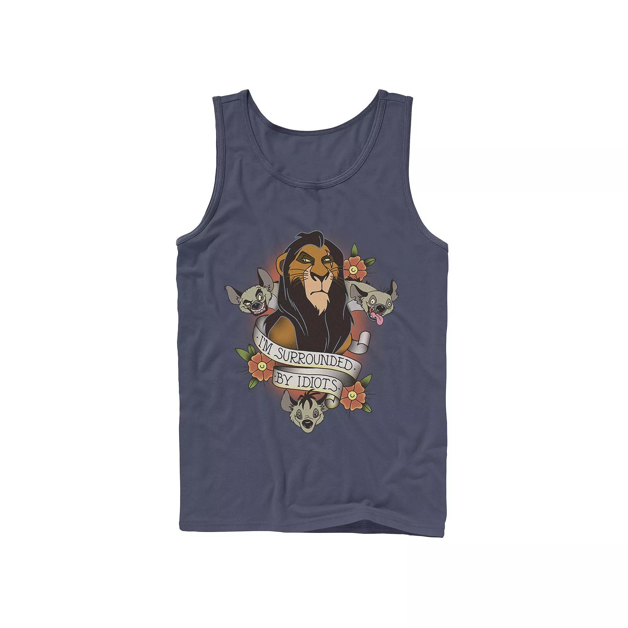 Disney's The Lion King Scar With Hyenas Men's Surrounded By Idiots Tank Top, Size: XL, Grey Product Image