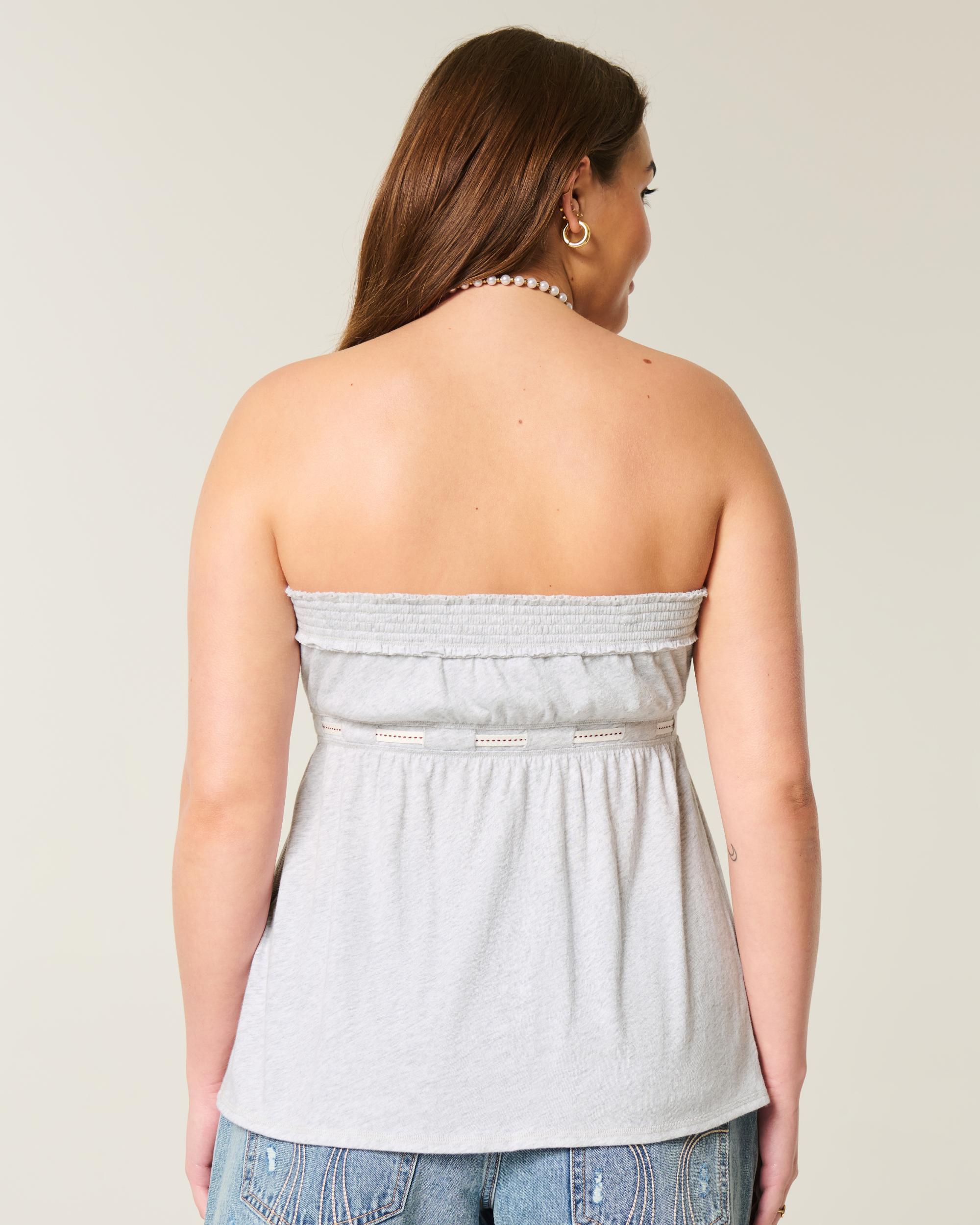 Strapless Tie Waist Babydoll Top Product Image
