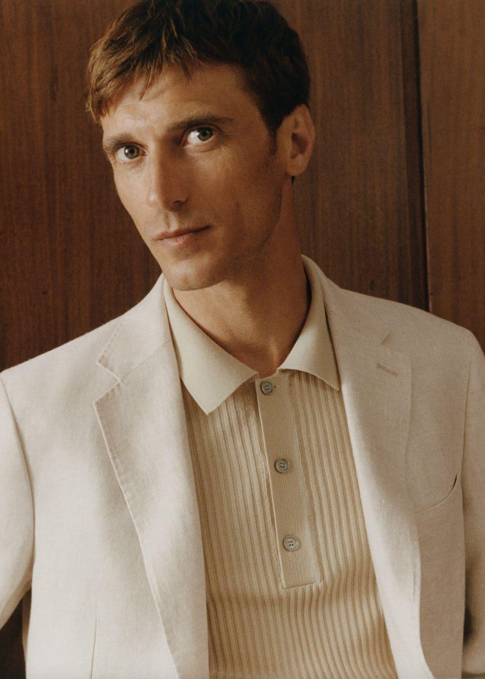100% linen slim-fit suit blazer - Men | MANGO USA Product Image