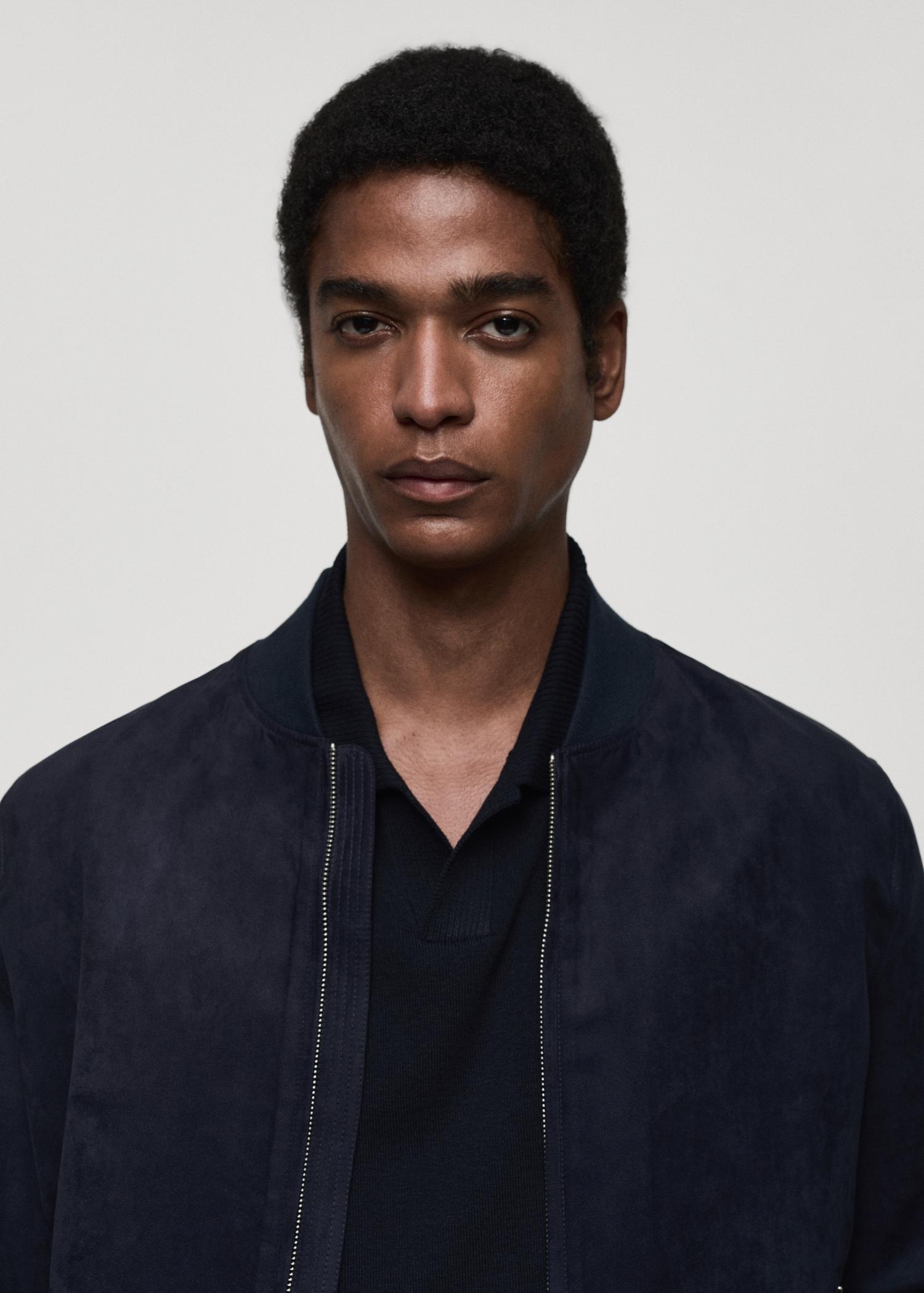 Suede-effect bomber jacket - Men | MANGO USA Product Image