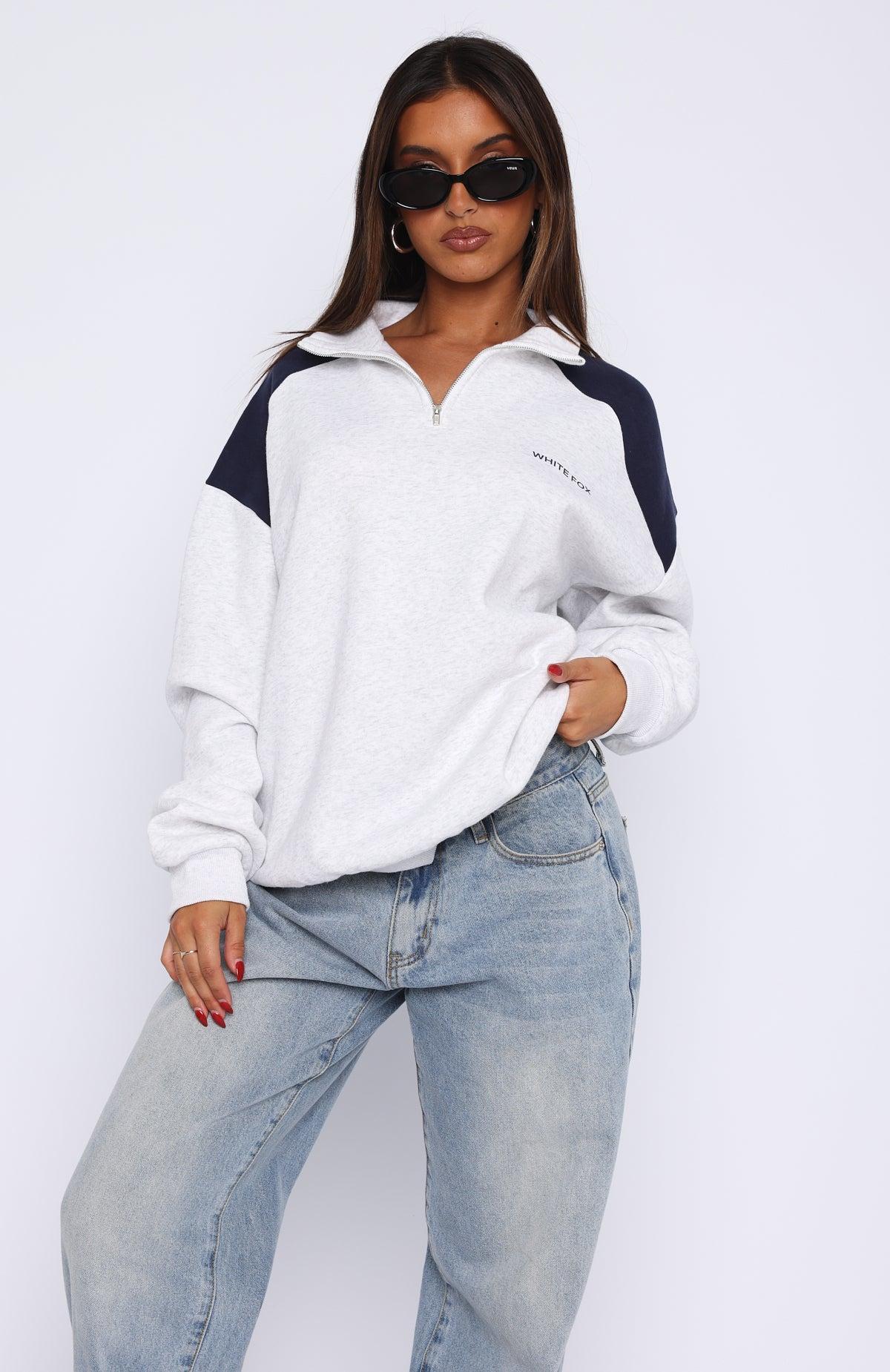 It's A Bad Idea Zip Front Sweater Grey Product Image