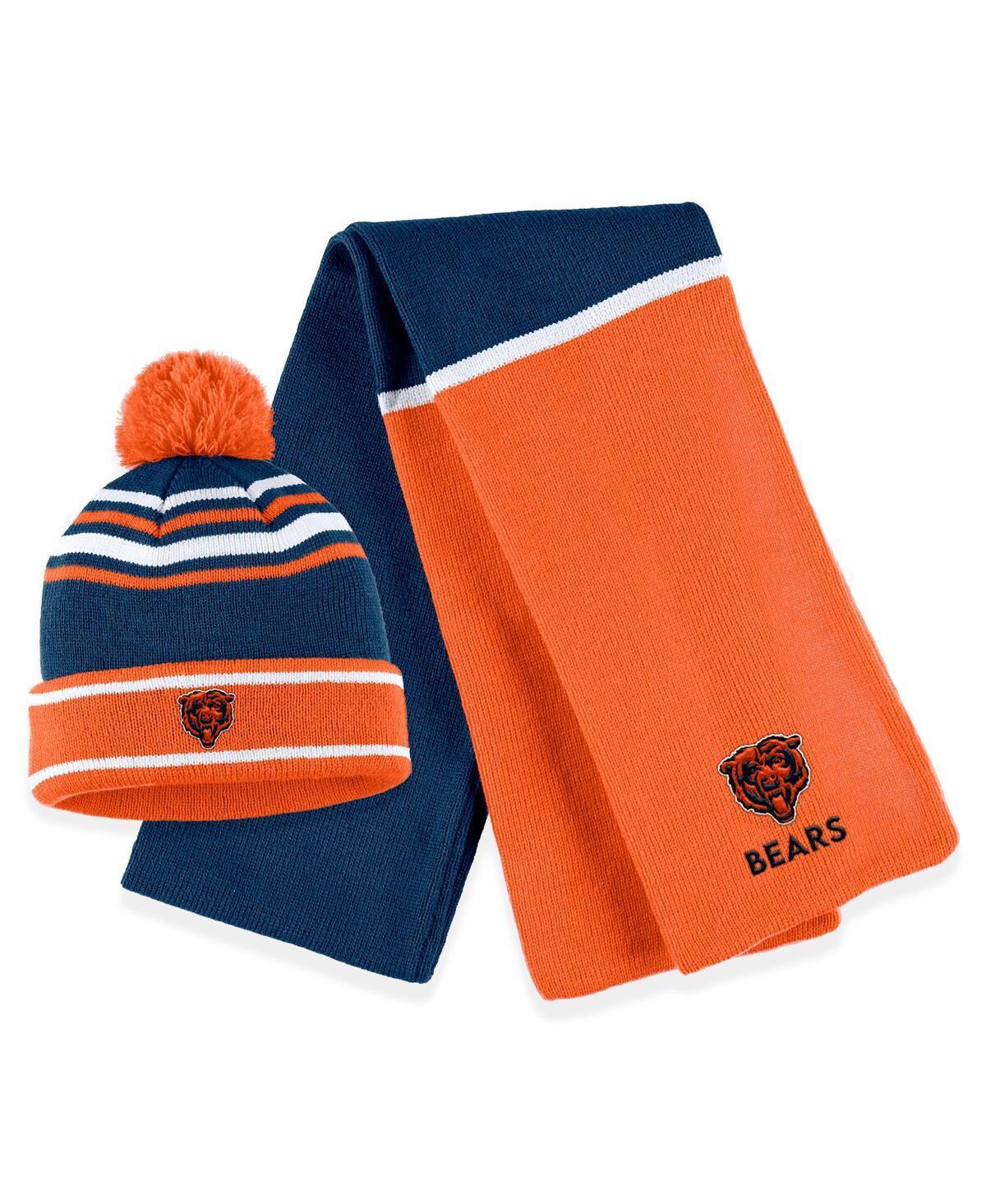 Women's WEAR by Erin Andrews Powder Blue Los Angeles Chargers Colorblock Cuffed Knit Hat with Pom and Scarf Set, Light Product Image