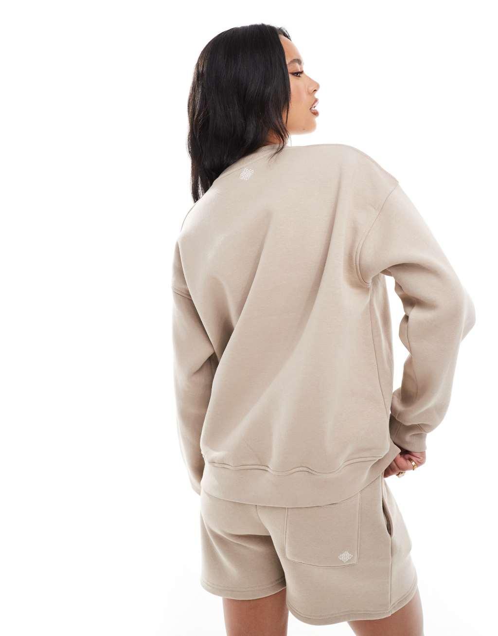 The Couture Club CTRE VARSITY crewneck sweatshirt in beige - part of a set Product Image