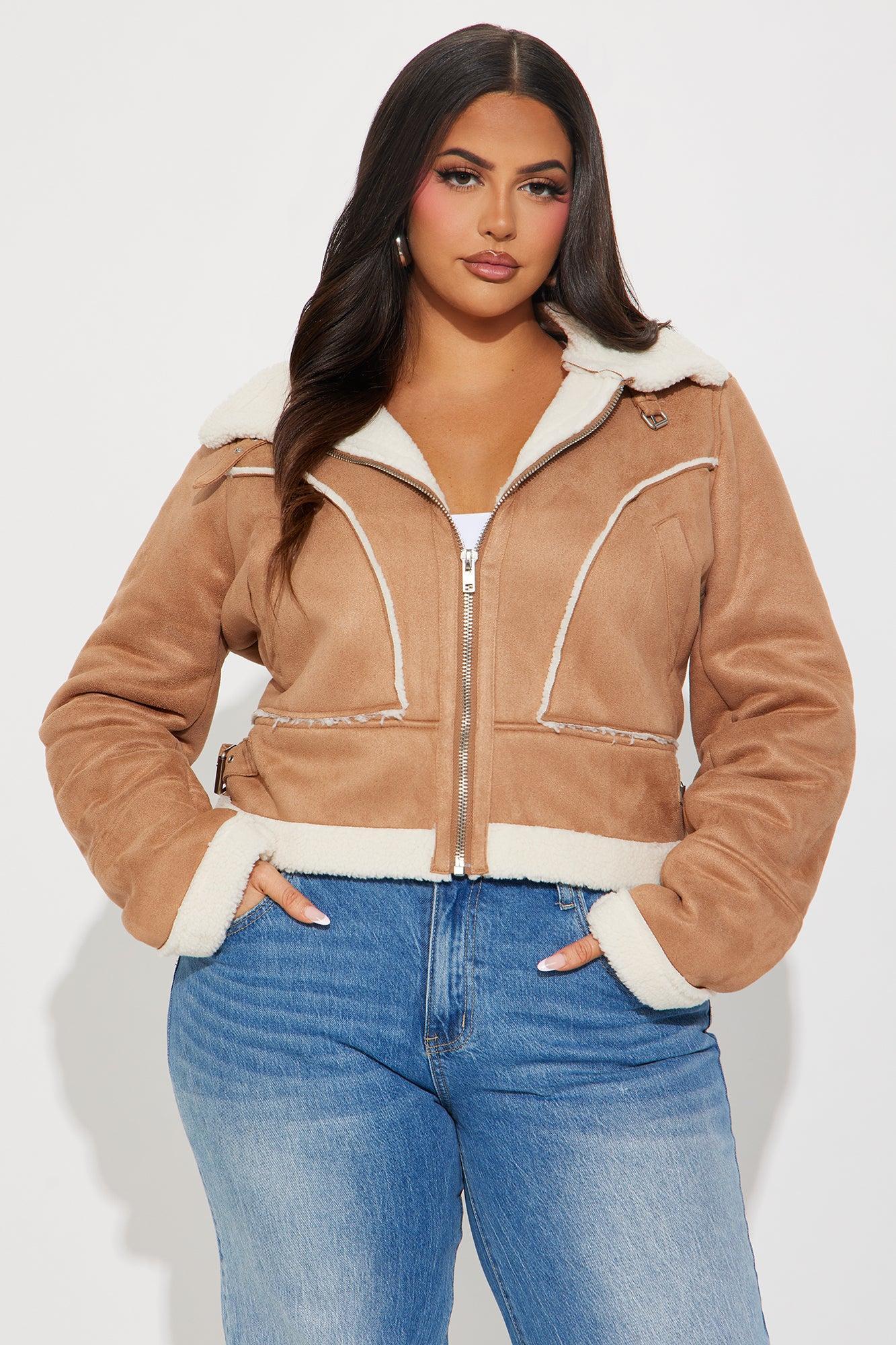 Look My Way Shearling Jacket - Khaki Product Image